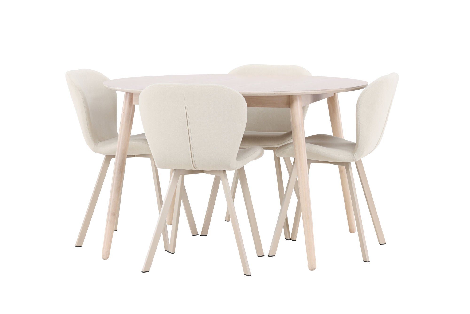 Venture Home Flora bord - Whitewash with 4 Lilja stol - Beige