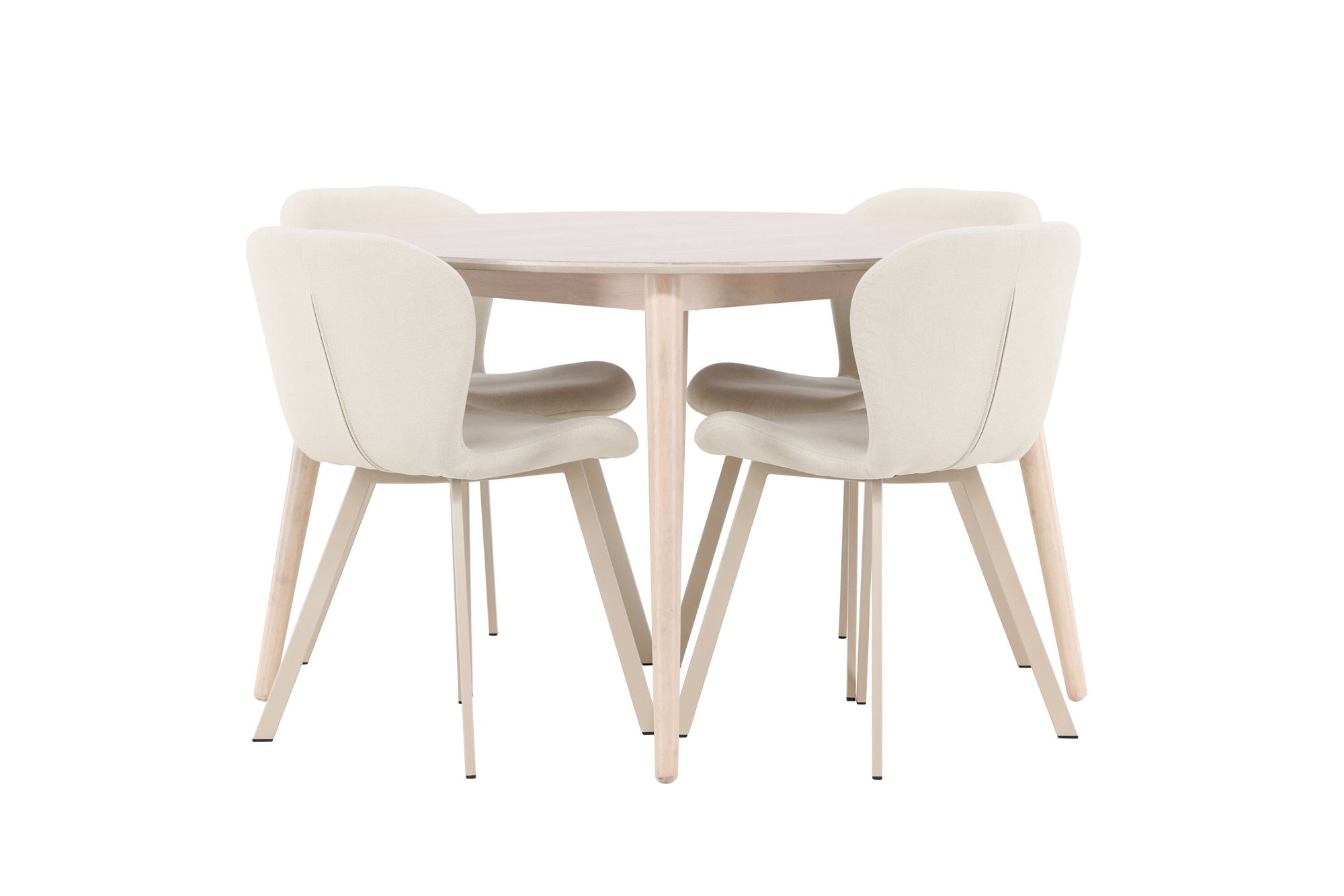 Venture Home Flora bord - Whitewash with 4 Lilja stol - Beige
