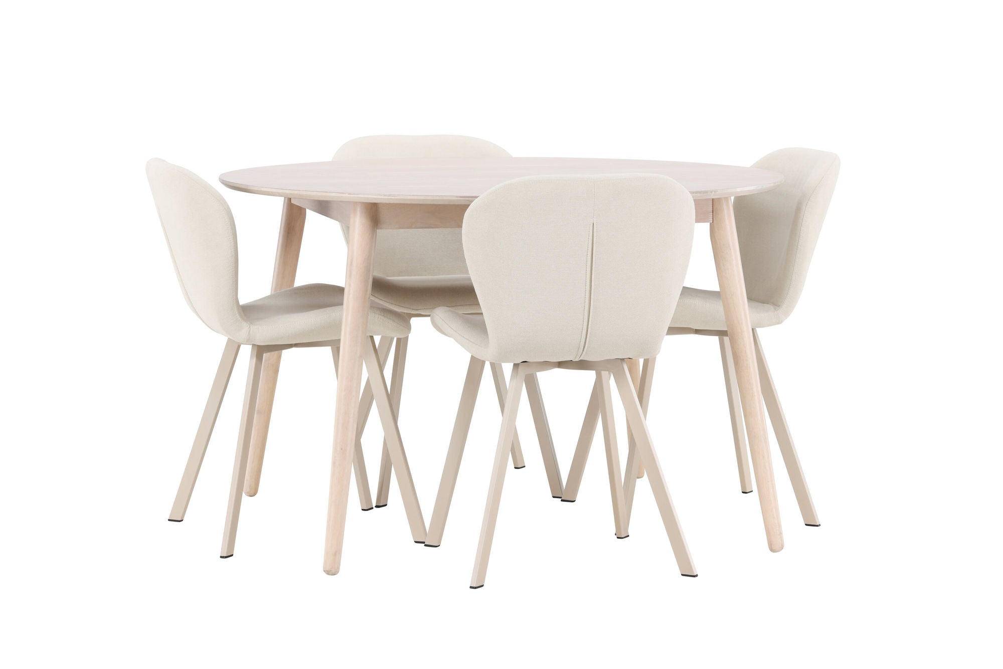 Venture Home Flora bord - Whitewash with 4 Lilja stol - Beige