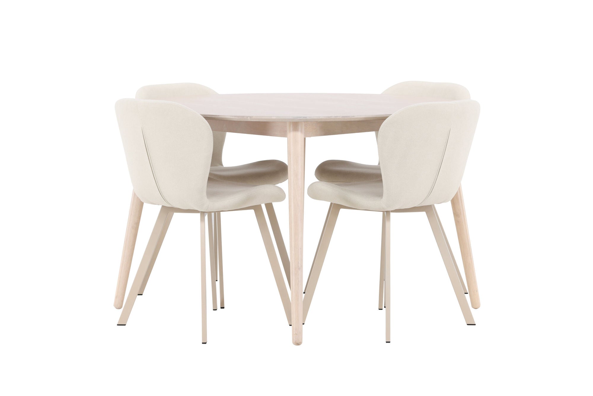 Venture Home Flora bord - Whitewash with 4 Lilja stol - Beige