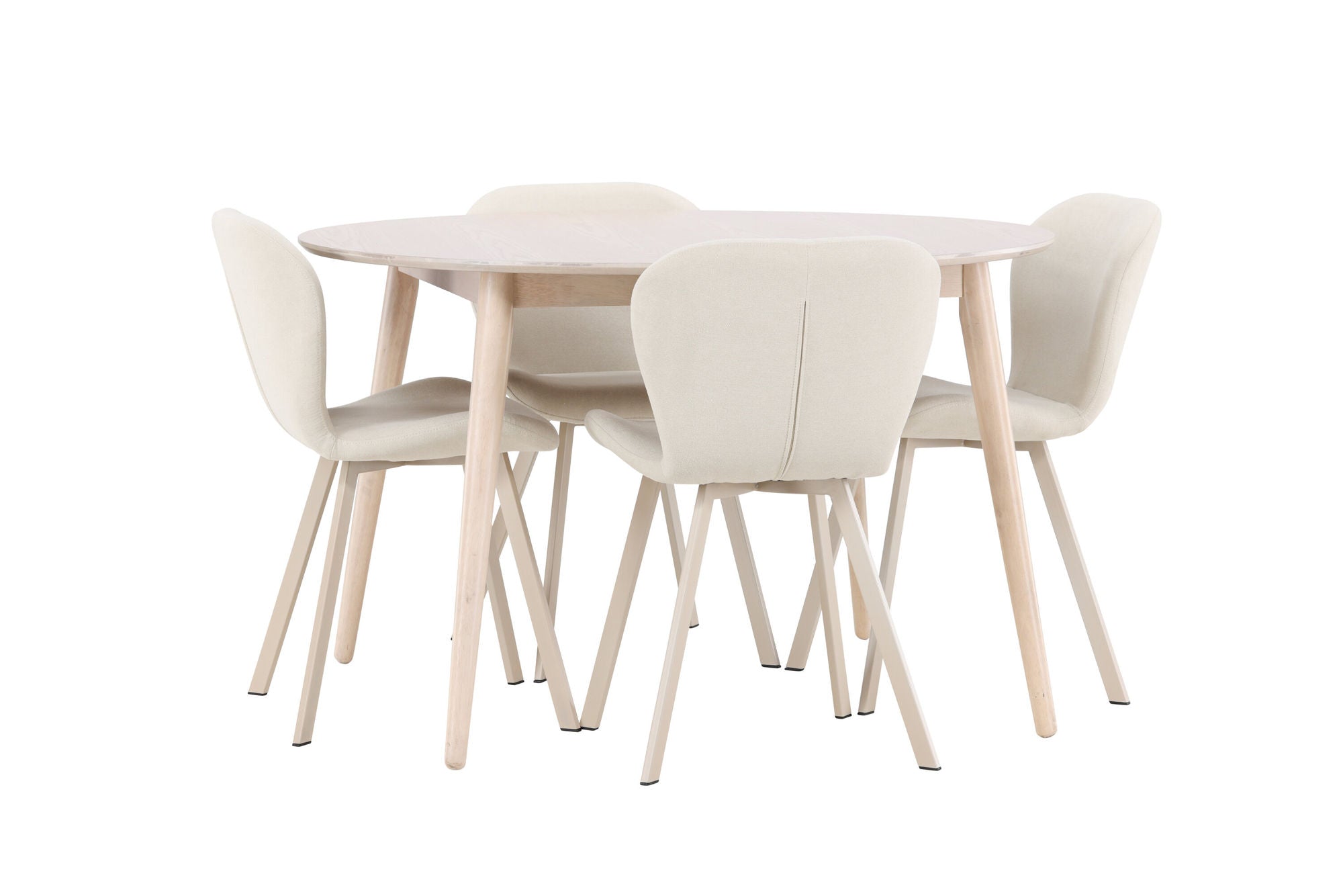 Venture Home Flora bord - Whitewash with 4 Lilja stol - Beige
