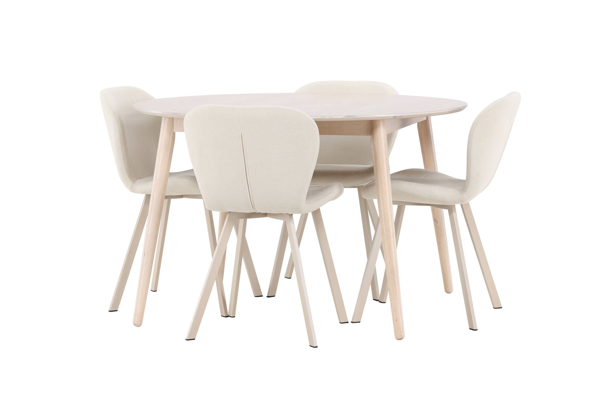 Venture Home Flora bord - Whitewash with 4 Lilja stol - Beige