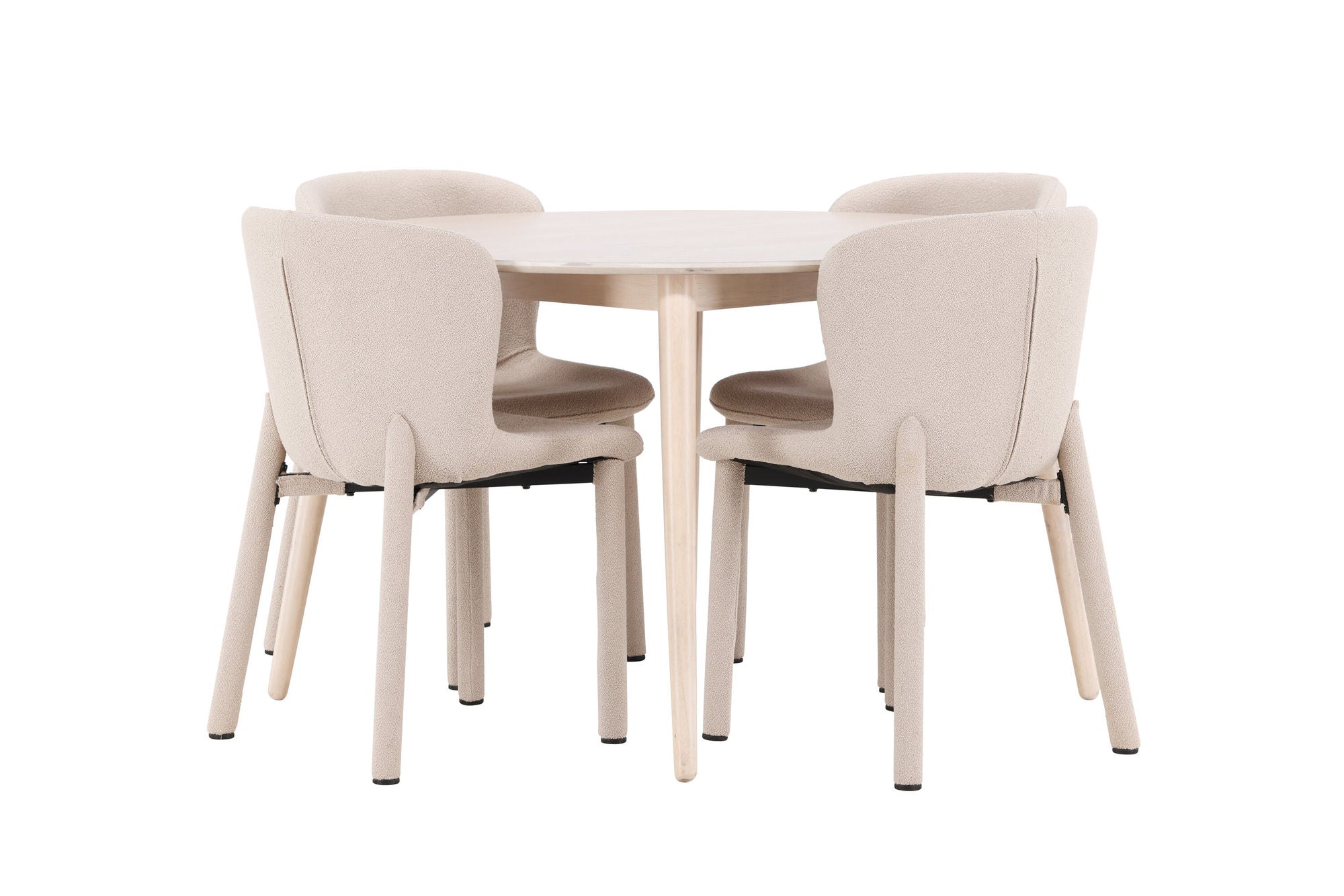 Venture Home Flora bord - Whitewash with 4 Astoria stol - Beige