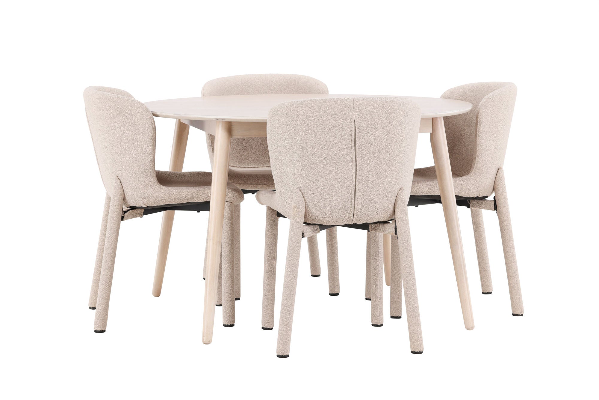 Venture Home Flora bord - Whitewash with 4 Astoria stol - Beige