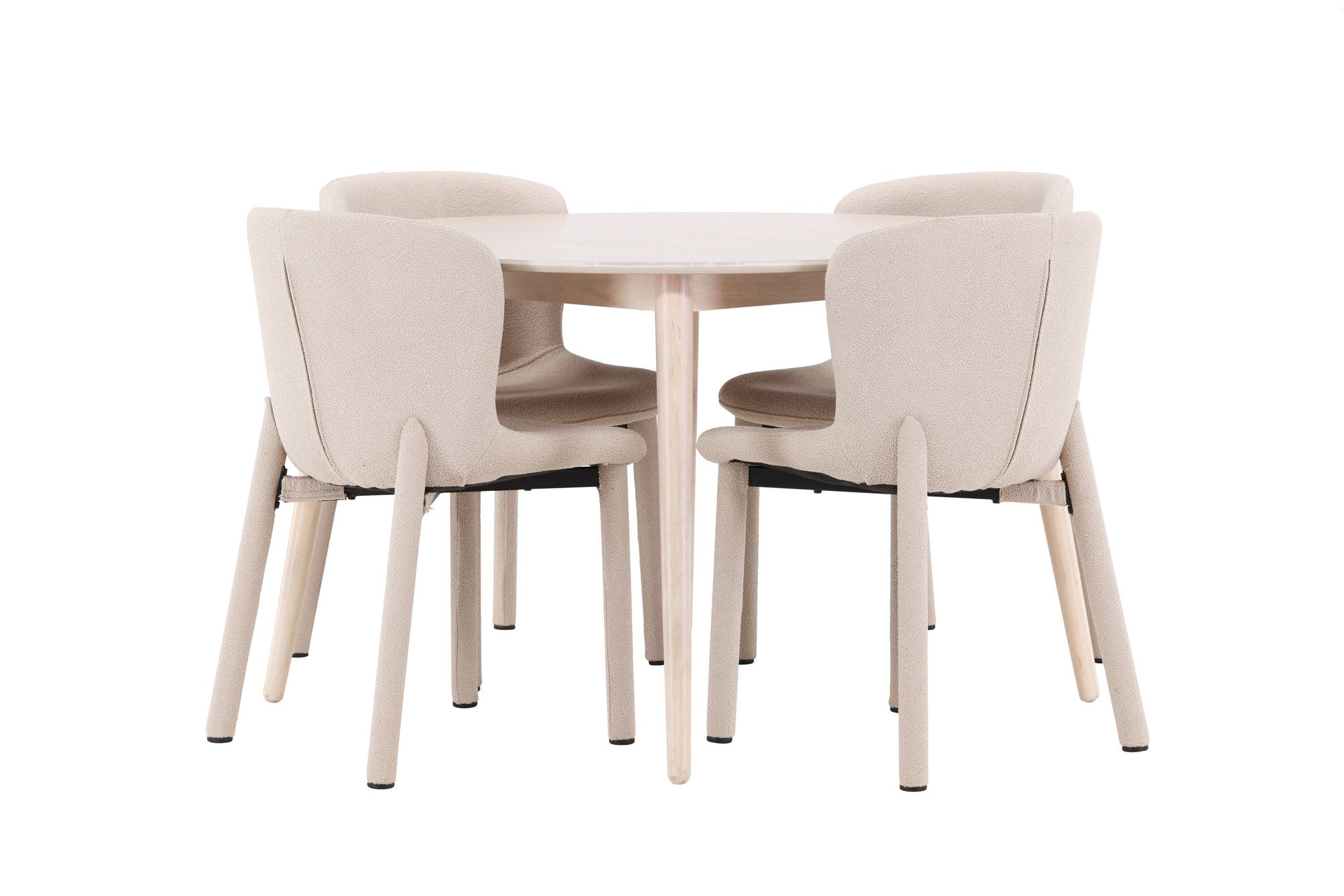 Venture Home Flora bord - Whitewash with 4 Astoria stol - Beige