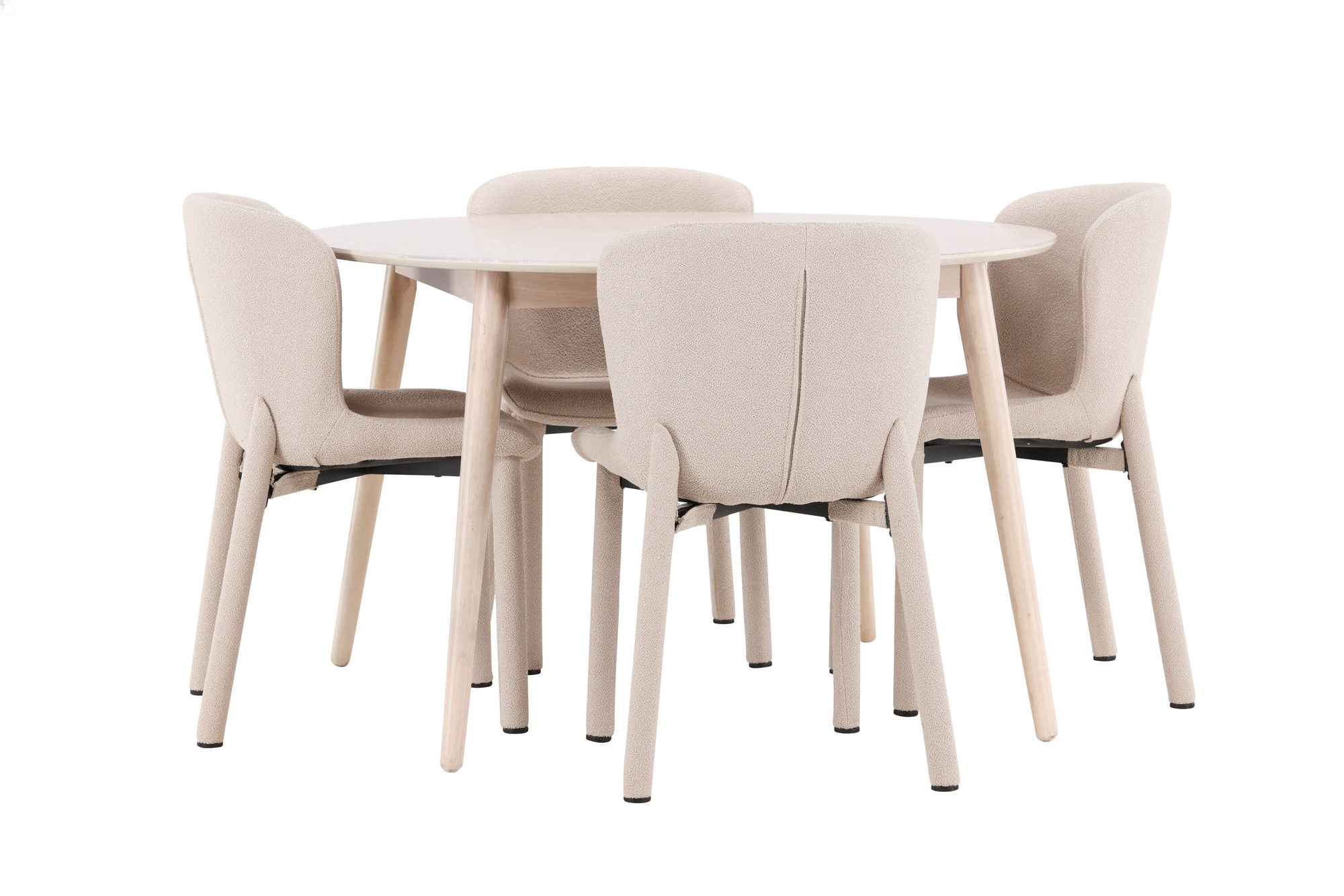 Venture Home Flora bord - Whitewash with 4 Astoria stol - Beige