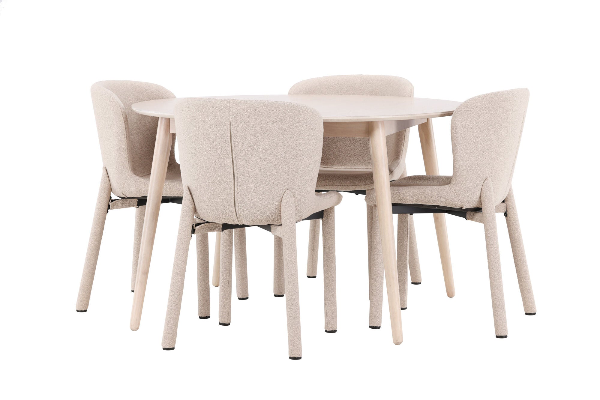 Venture Home Flora bord - Whitewash with 4 Astoria stol - Beige