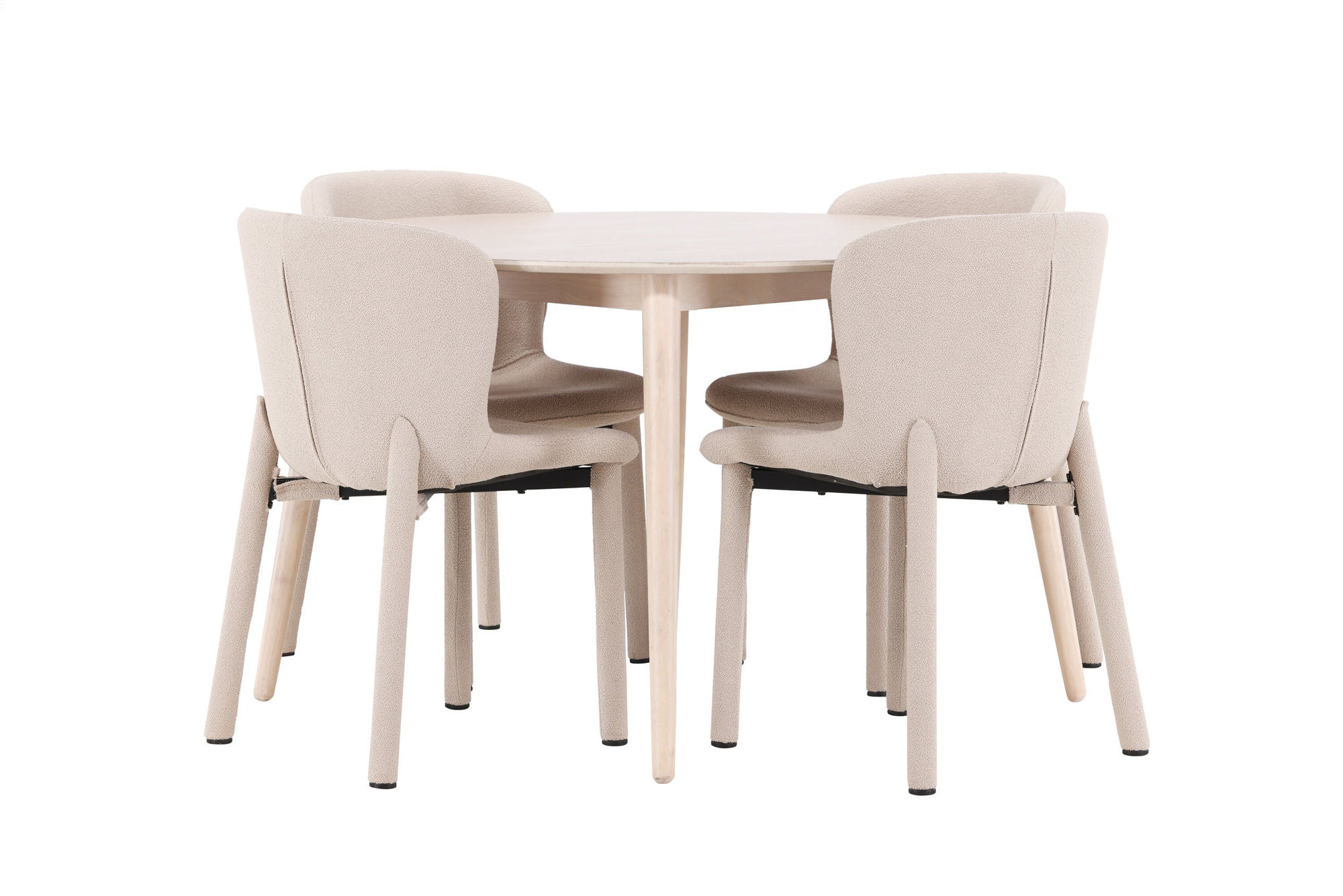 Venture Home Flora bord - Whitewash with 4 Astoria stol - Beige