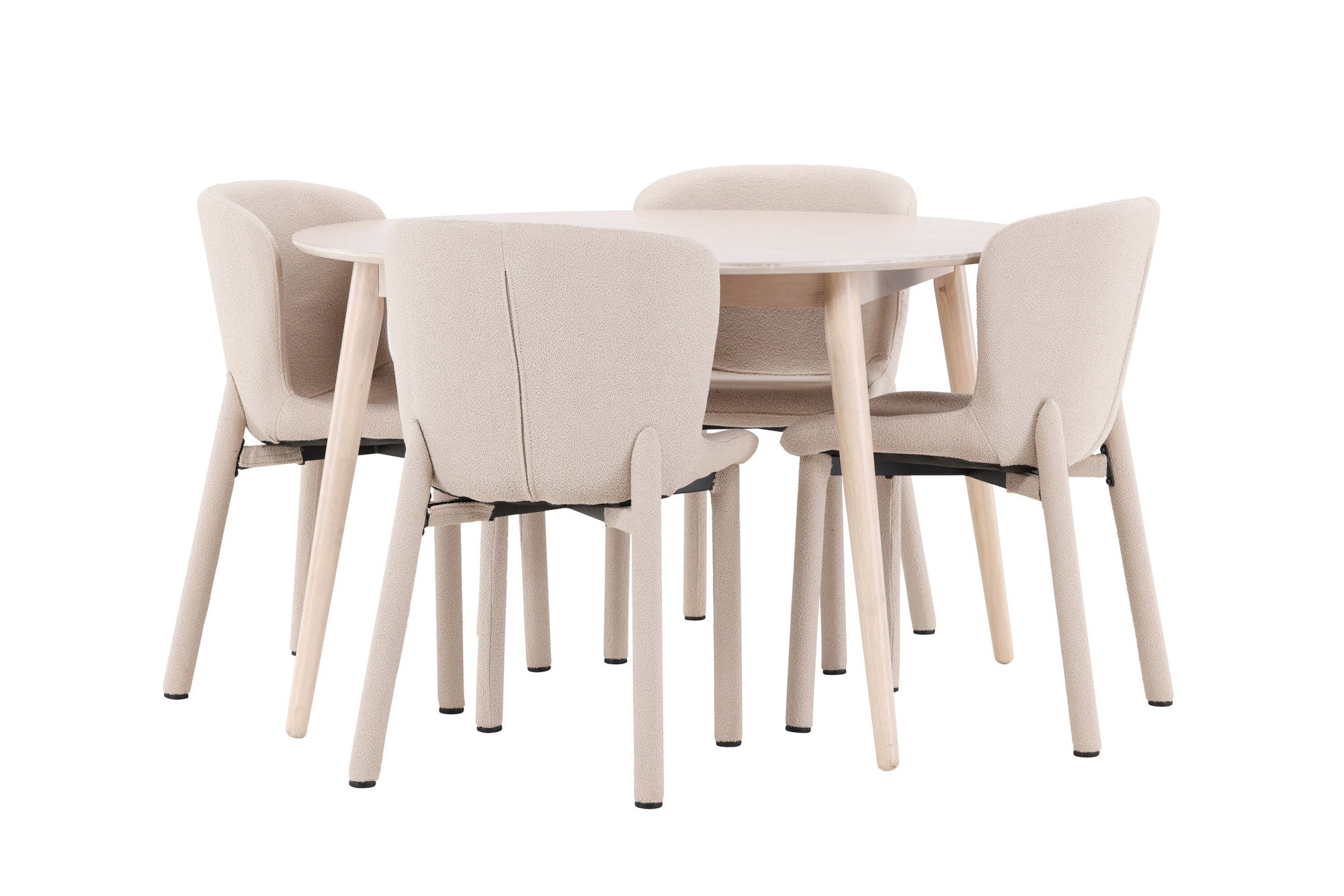 Venture Home Flora bord - Whitewash with 4 Astoria stol - Beige