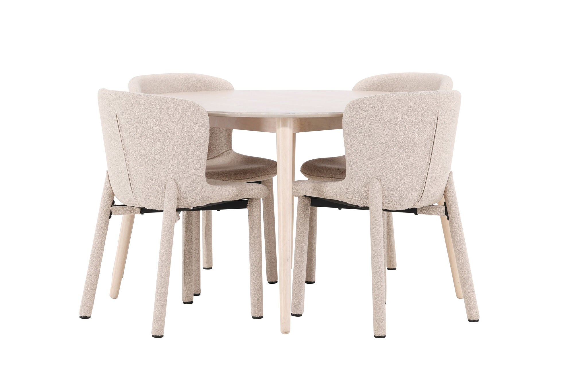 Venture Home Flora bord - Whitewash with 4 Astoria stol - Beige