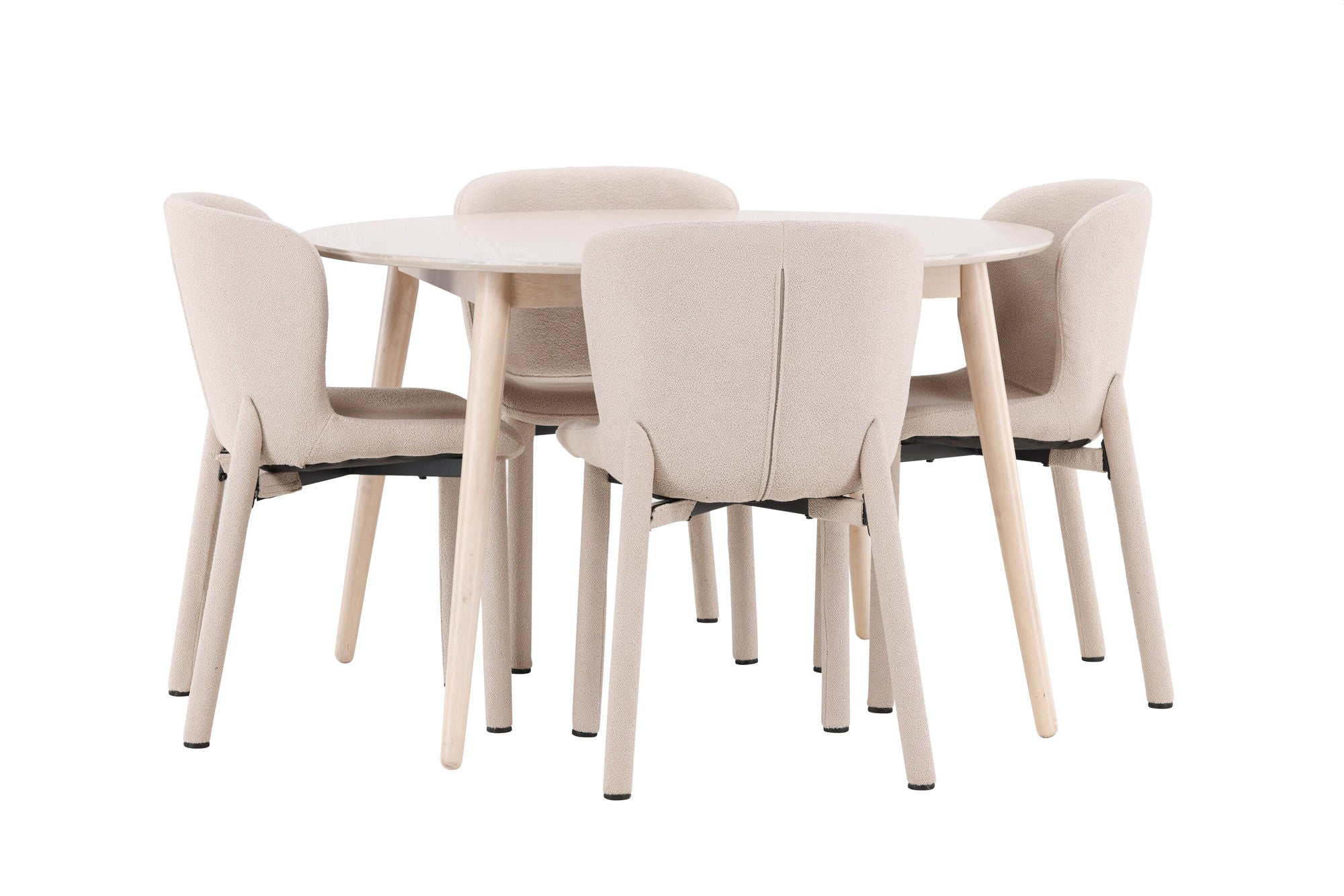 Venture Home Flora bord - Whitewash with 4 Astoria stol - Beige