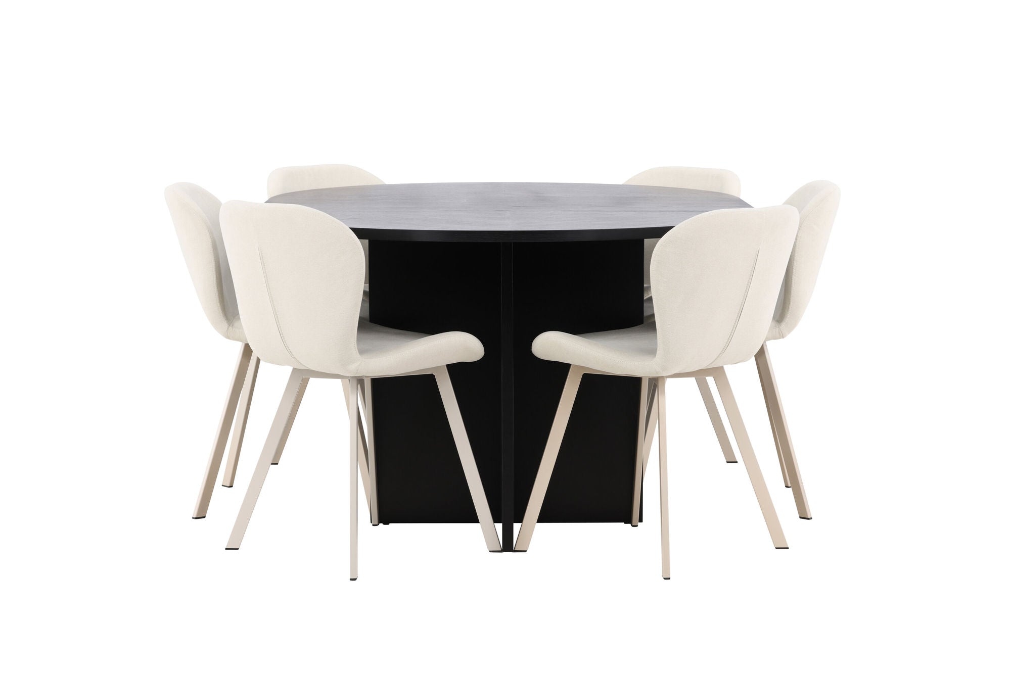 Venture Home Strada bord - Black with 6 Lilja stol - Beige
