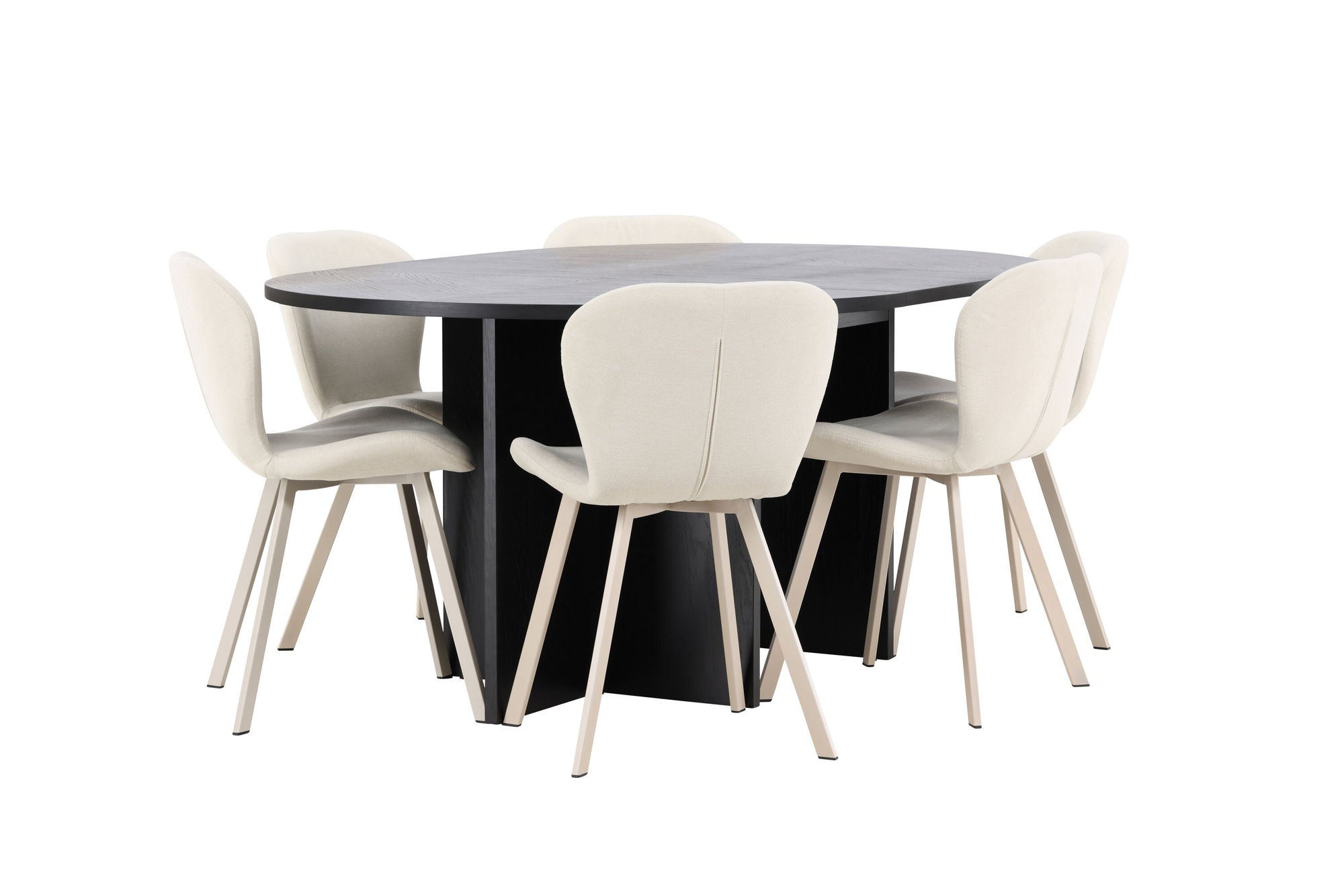 Venture Home Strada bord - Black with 6 Lilja stol - Beige