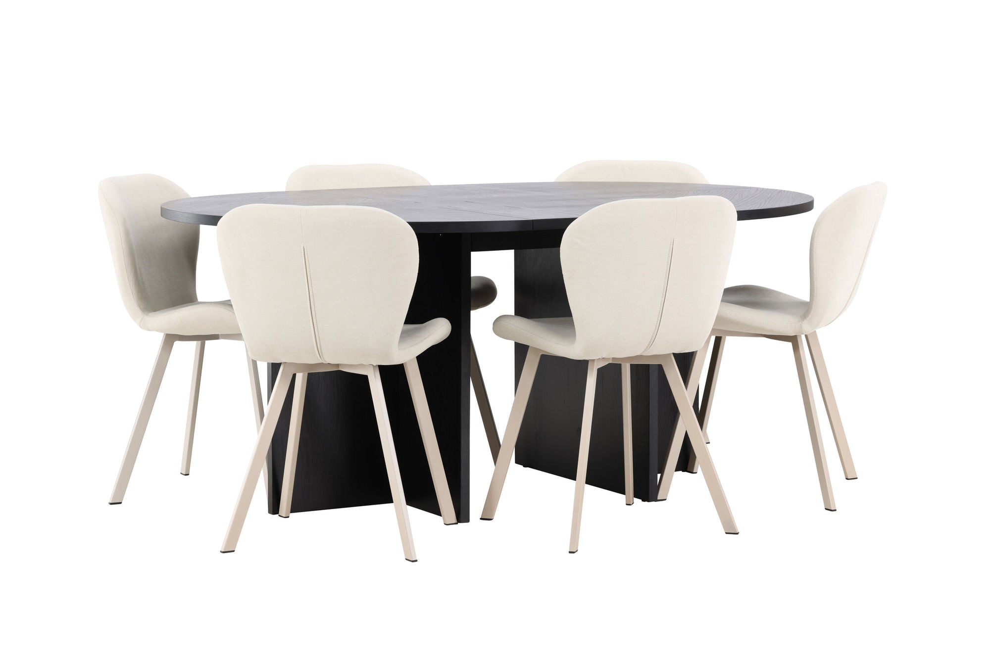 Venture Home Strada bord - Black with 6 Lilja stol - Beige
