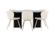 Venture Home Strada bord - Black with 6 Lilja stol - Beige