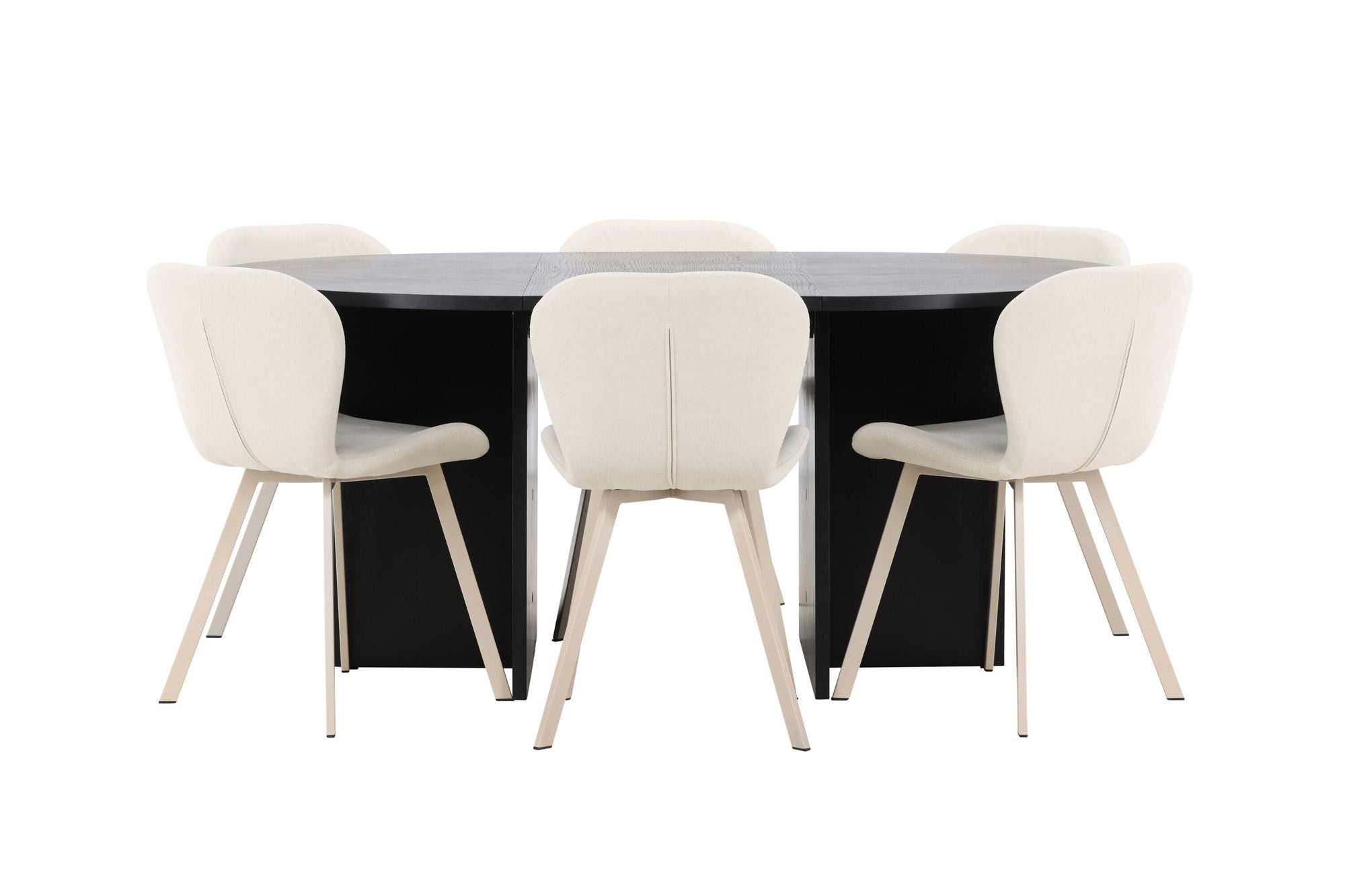 Venture Home Strada bord - Black with 6 Lilja stol - Beige