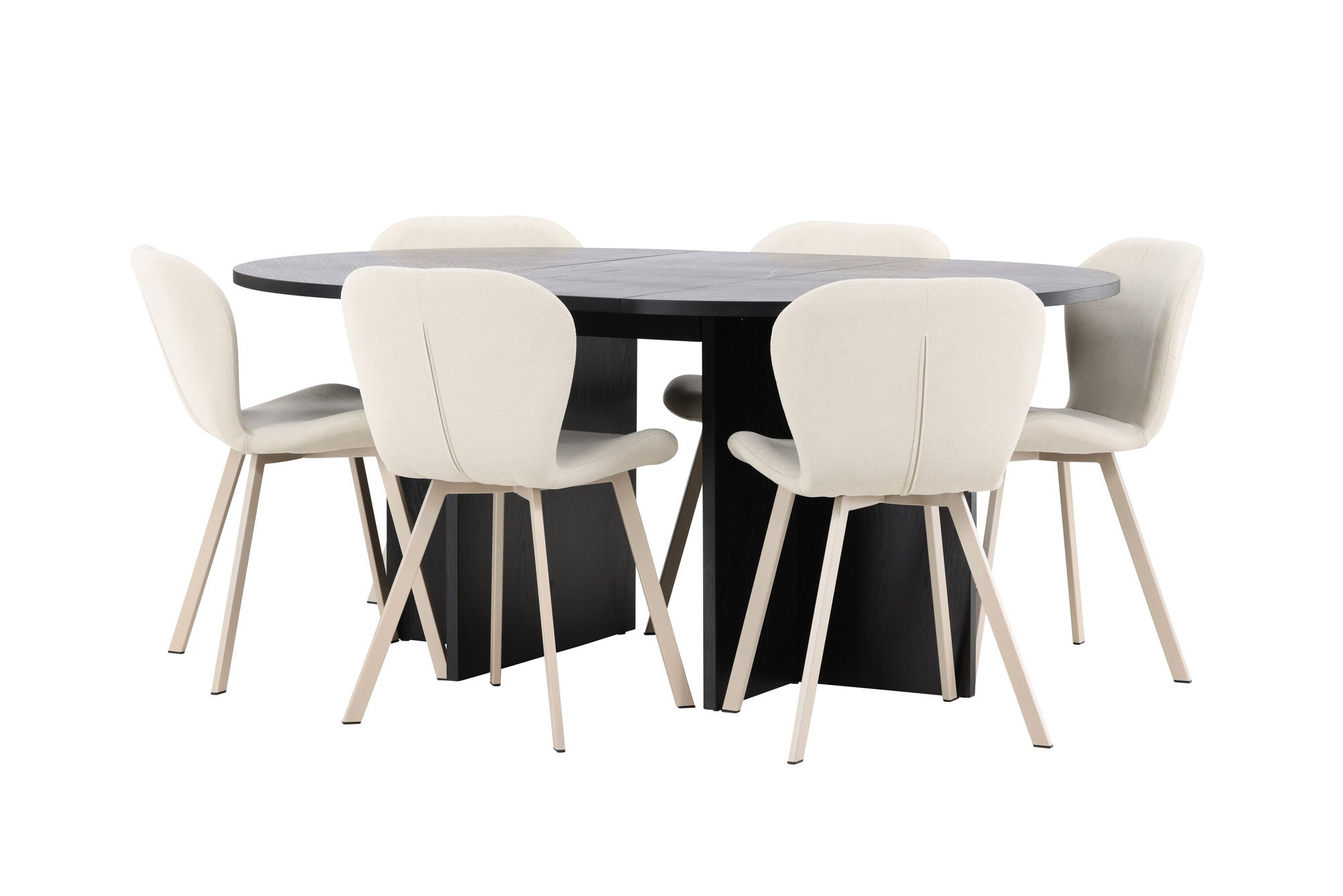 Venture Home Strada bord - Black with 6 Lilja stol - Beige