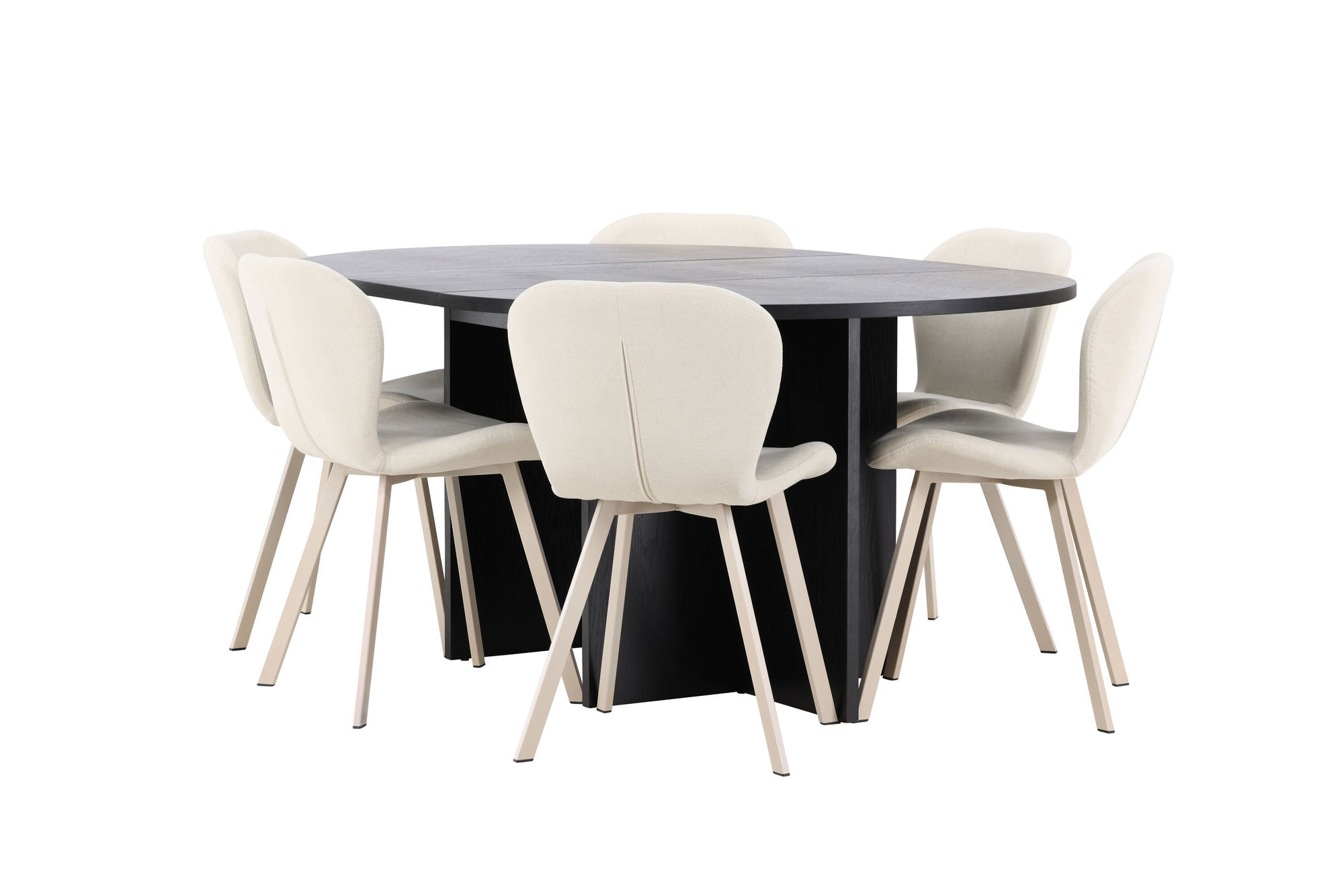 Venture Home Strada bord - Black with 6 Lilja stol - Beige