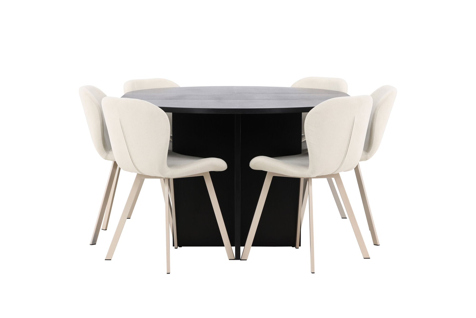 Venture Home Strada bord - Black with 6 Lilja stol - Beige