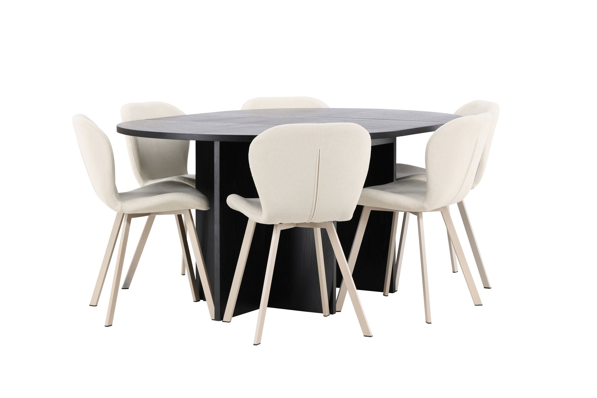 Venture Home Strada bord - Black with 6 Lilja stol - Beige