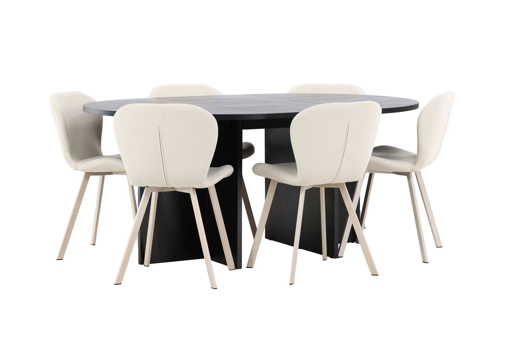 Venture Home Strada bord - Black with 6 Lilja stol - Beige