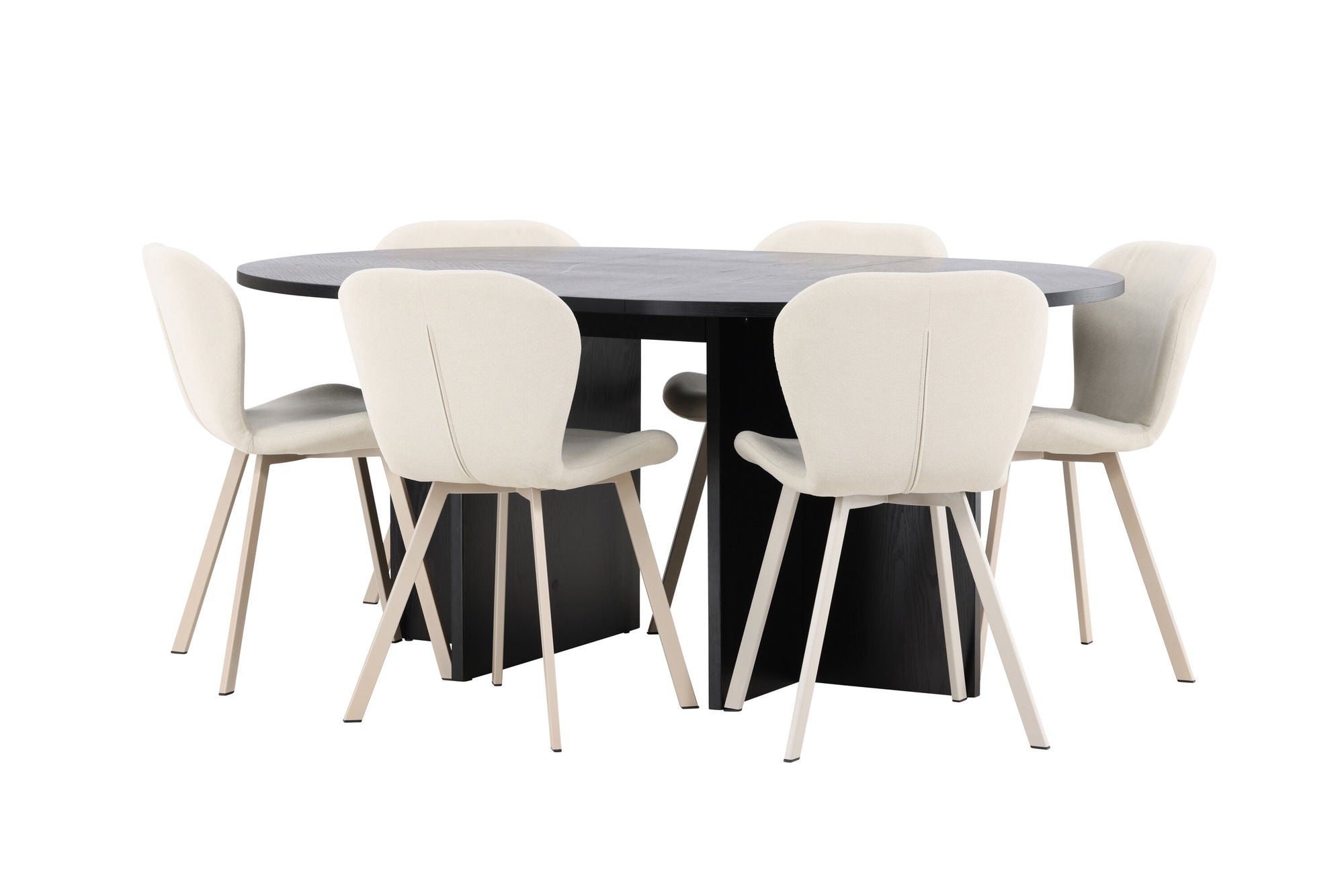 Venture Home Strada bord - Black with 6 Lilja stol - Beige
