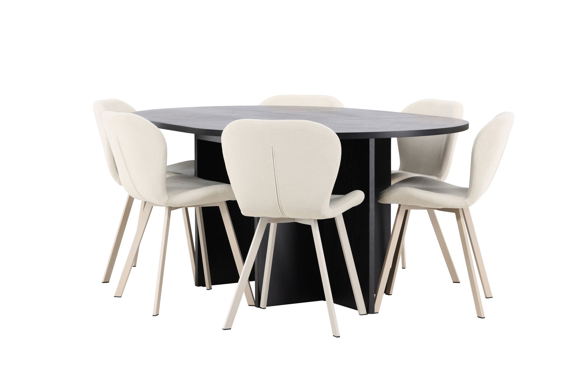 Venture Home Strada bord - Black with 6 Lilja stol - Beige