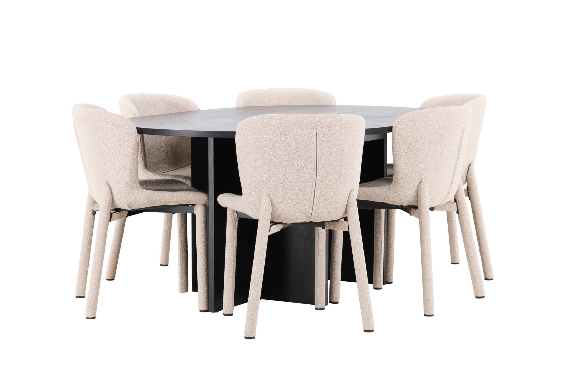 Venture Home Strada bord - Black with 6 Astoria stol - Beige