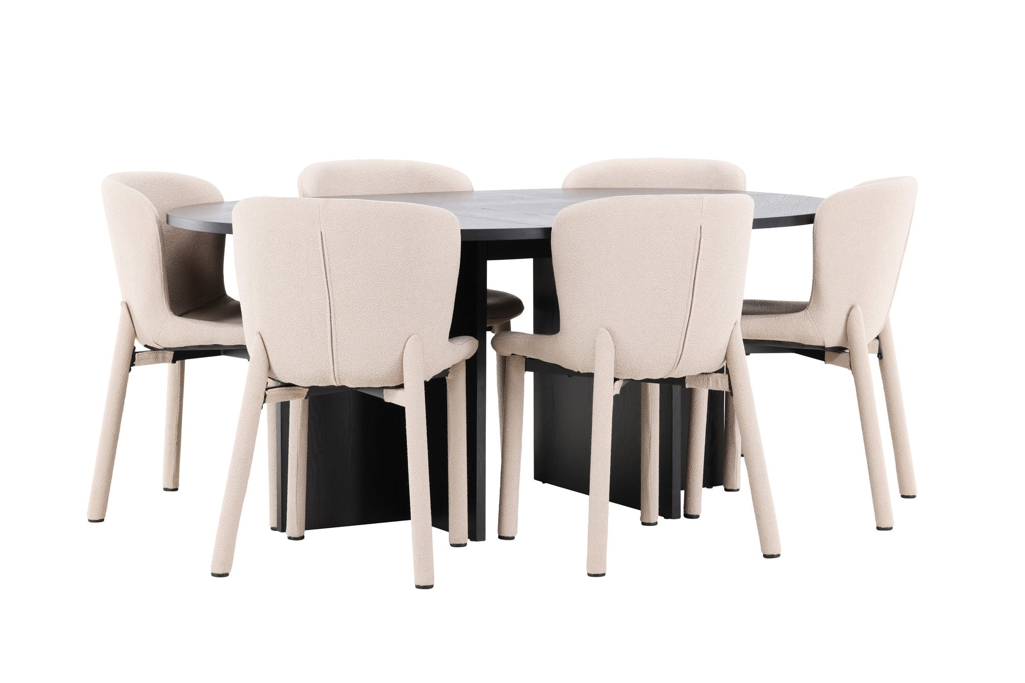 Venture Home Strada bord - Black with 6 Astoria stol - Beige