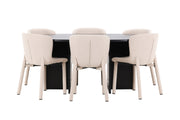 Venture Home Strada bord - Black with 6 Astoria stol - Beige