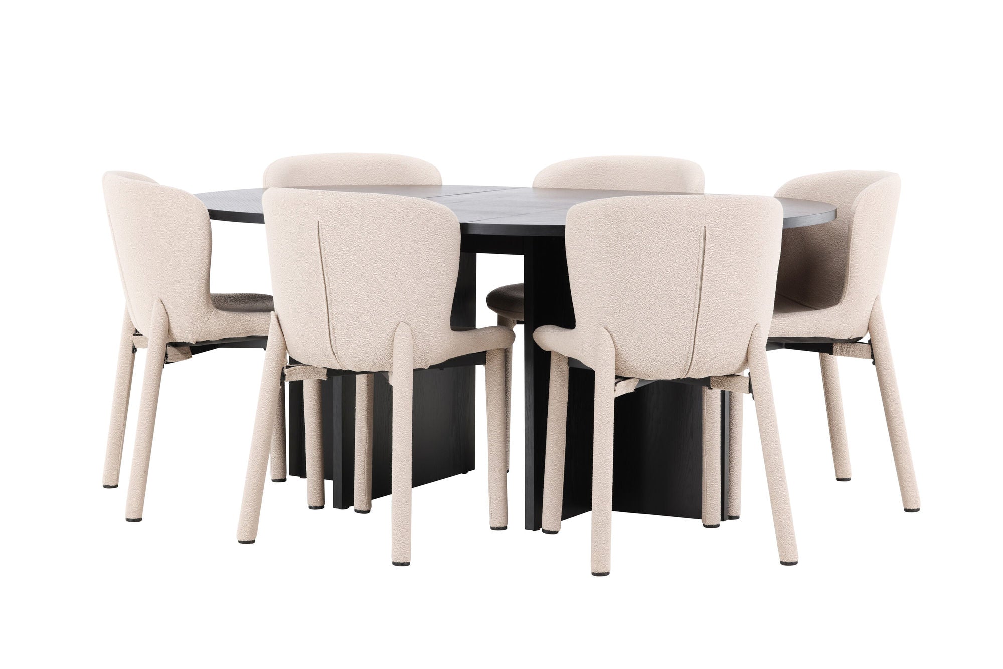 Venture Home Strada bord - Black with 6 Astoria stol - Beige