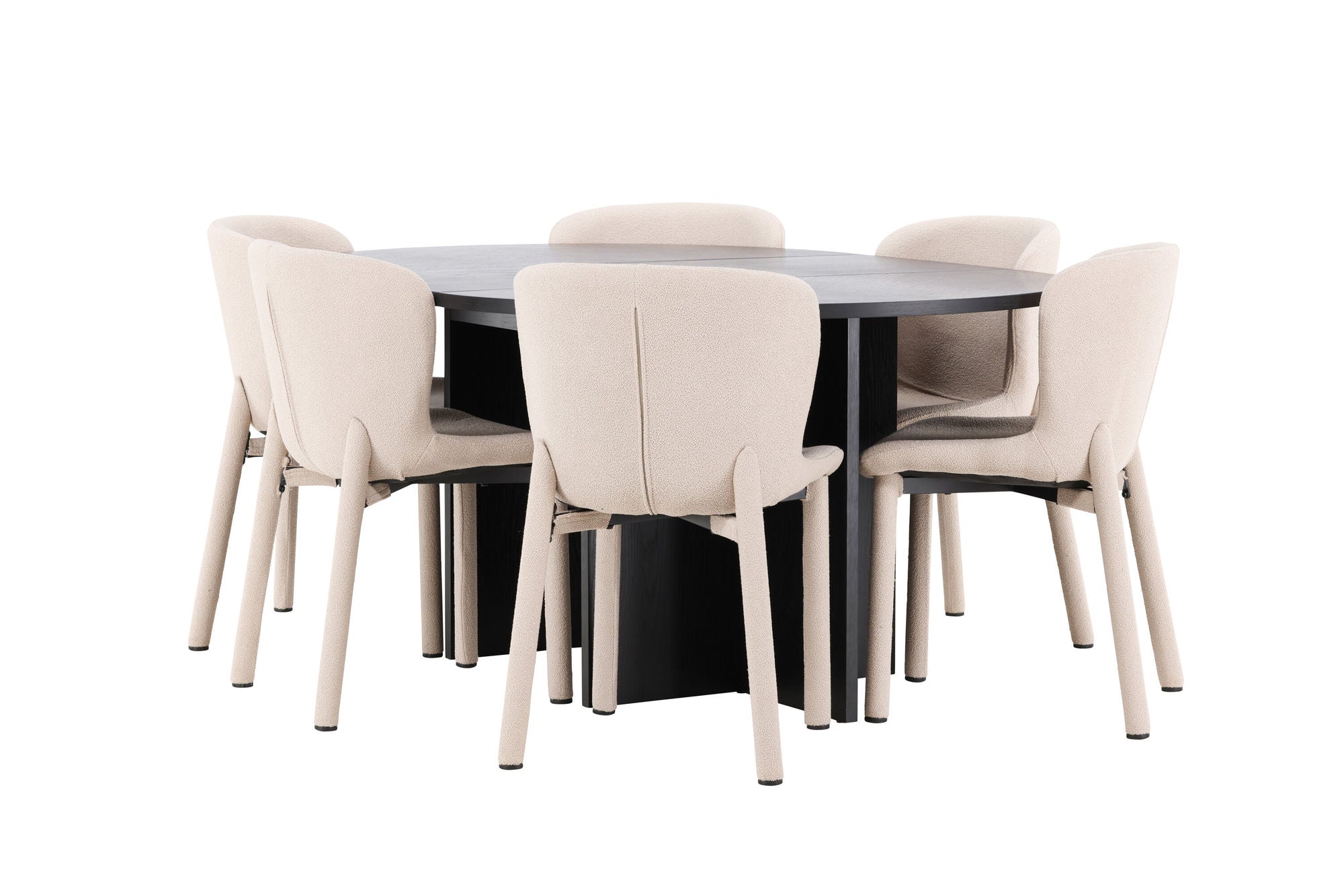 Venture Home Strada bord - Black with 6 Astoria stol - Beige