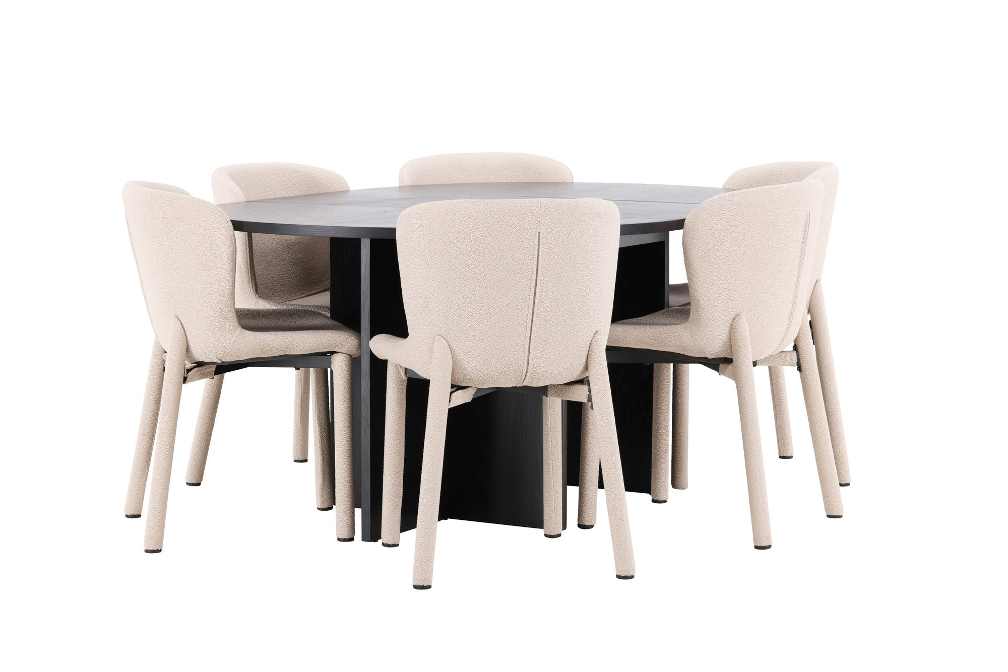 Venture Home Strada bord - Black with 6 Astoria stol - Beige