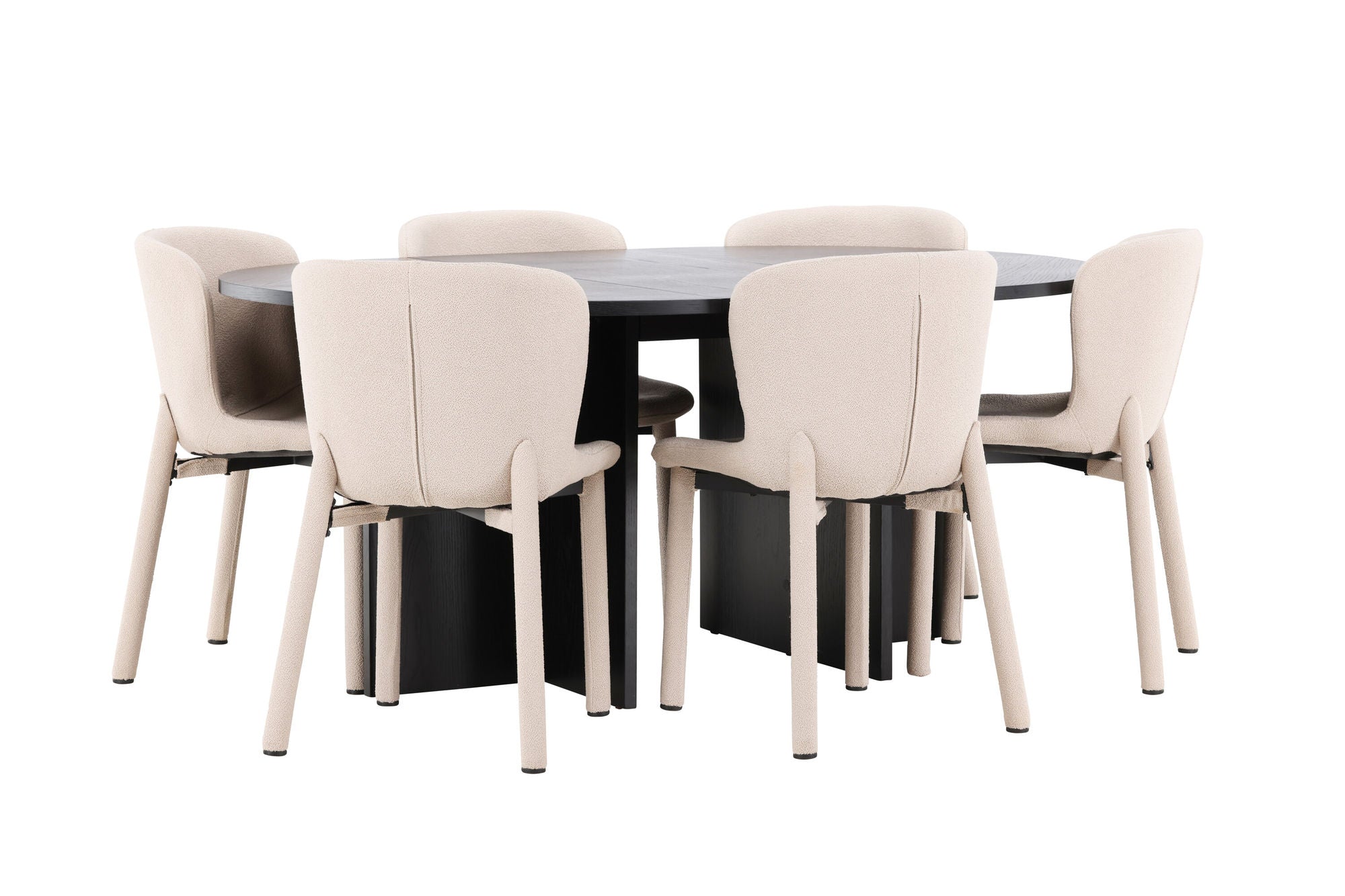 Venture Home Strada bord - Black with 6 Astoria stol - Beige