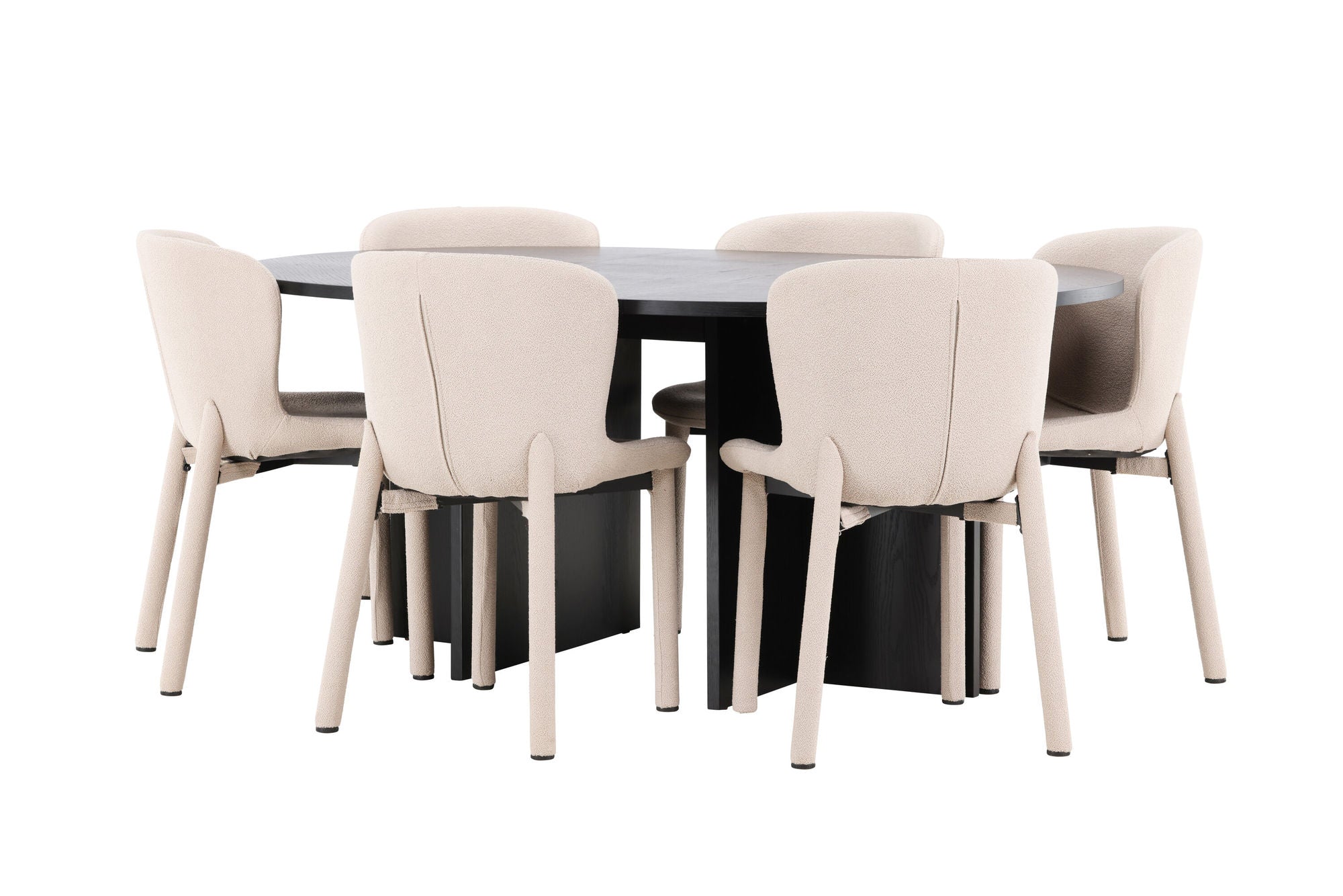 Venture Home Strada bord - Black with 6 Astoria stol - Beige