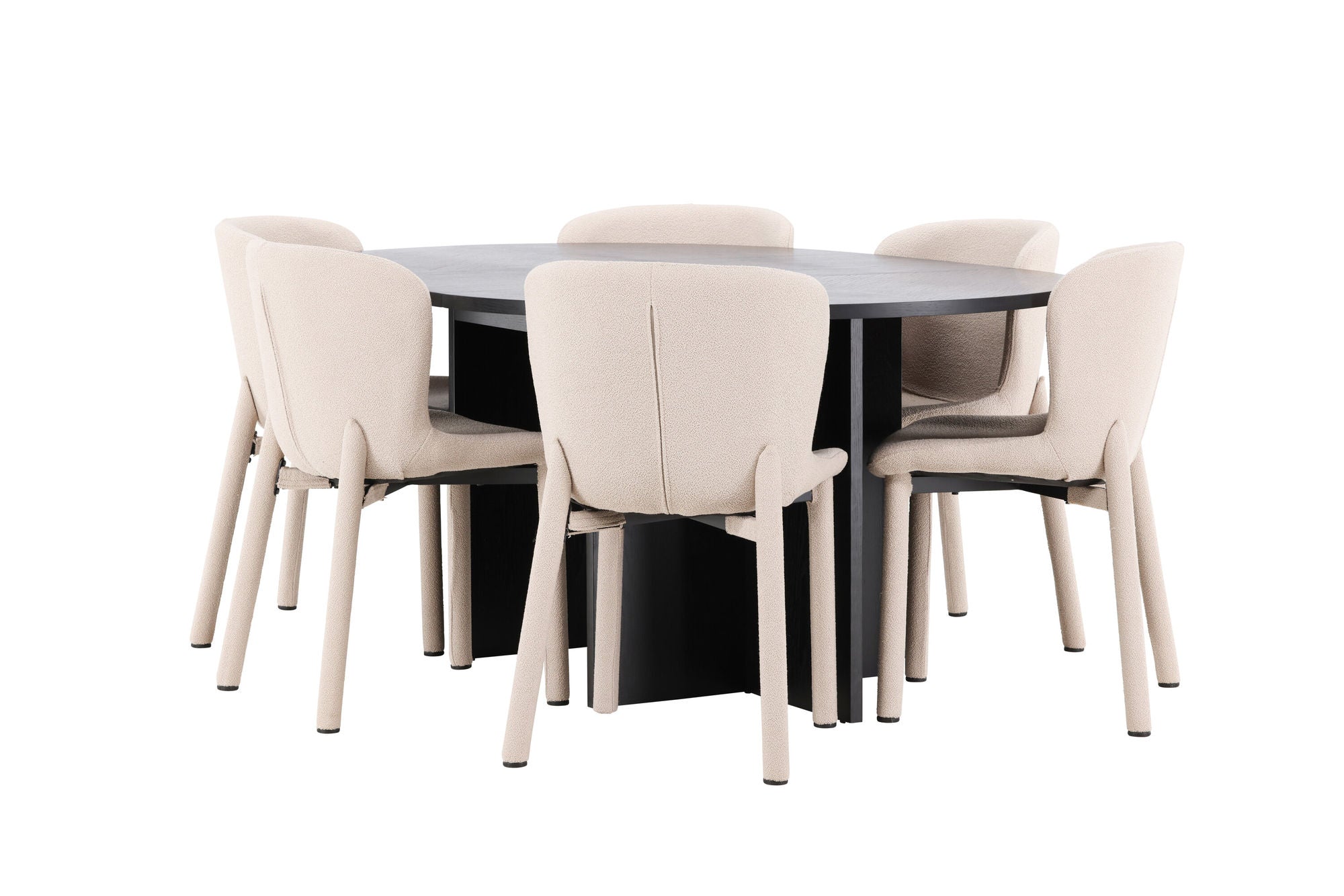Venture Home Strada bord - Black with 6 Astoria stol - Beige