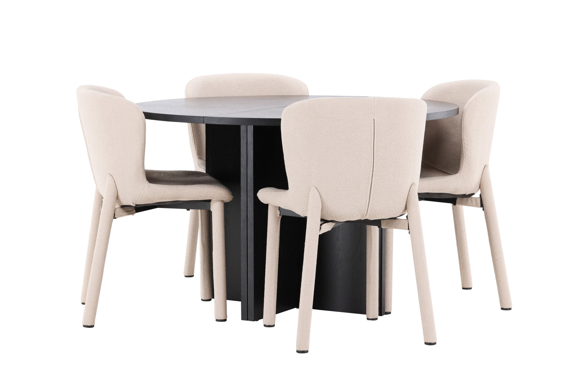 Venture Home Strada bord - Black with 4 Astoria stol - Beige