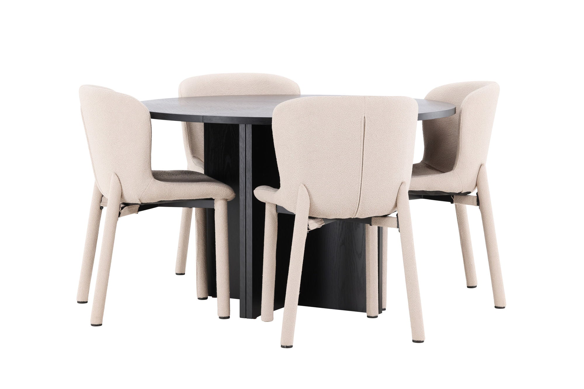 Venture Home Strada bord - Black with 4 Astoria stol - Beige