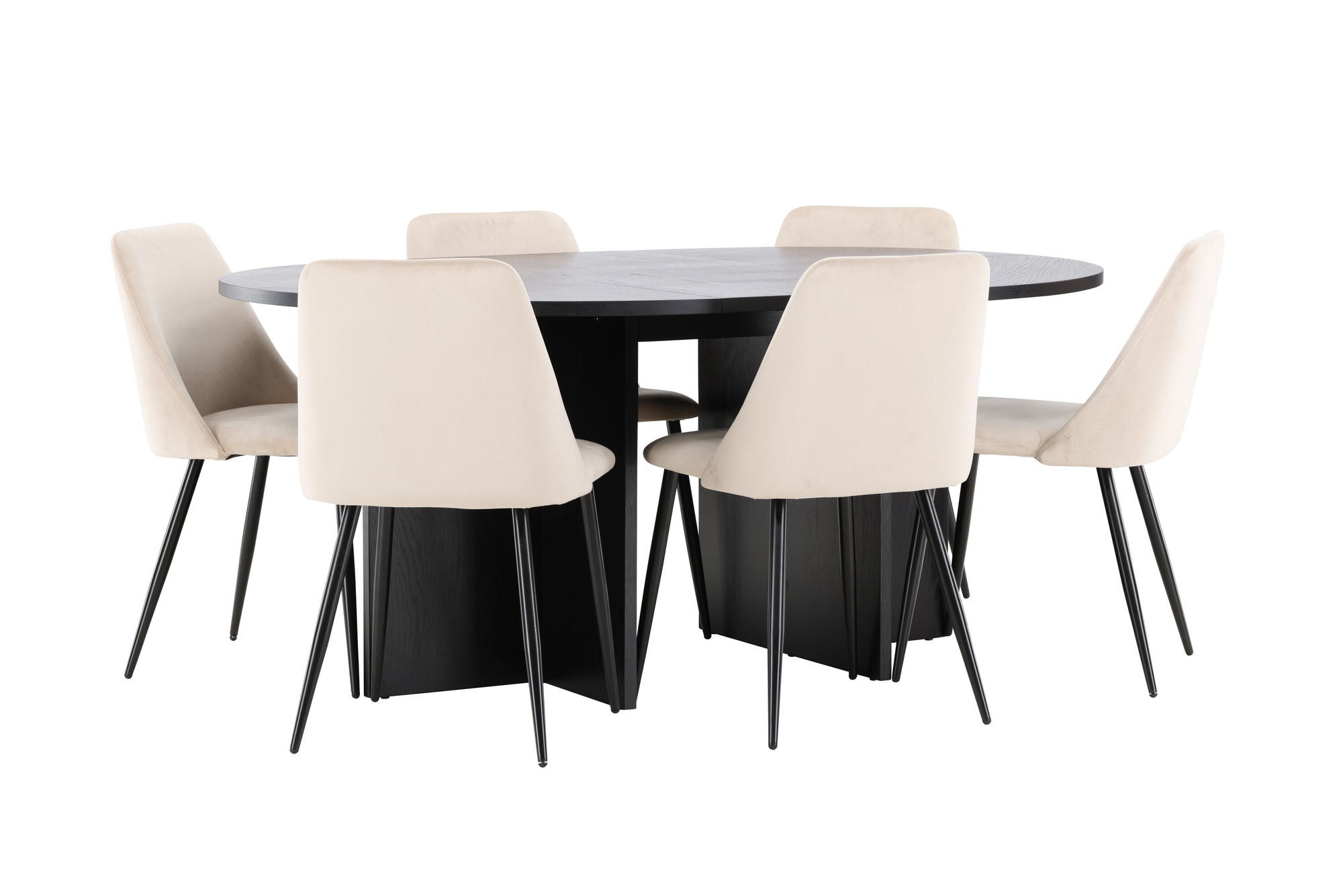 Venture Home Strada bord - Black with 6 Night stol - Black / Beige