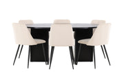 Venture Home Strada bord - Black with 6 Night stol - Black / Beige