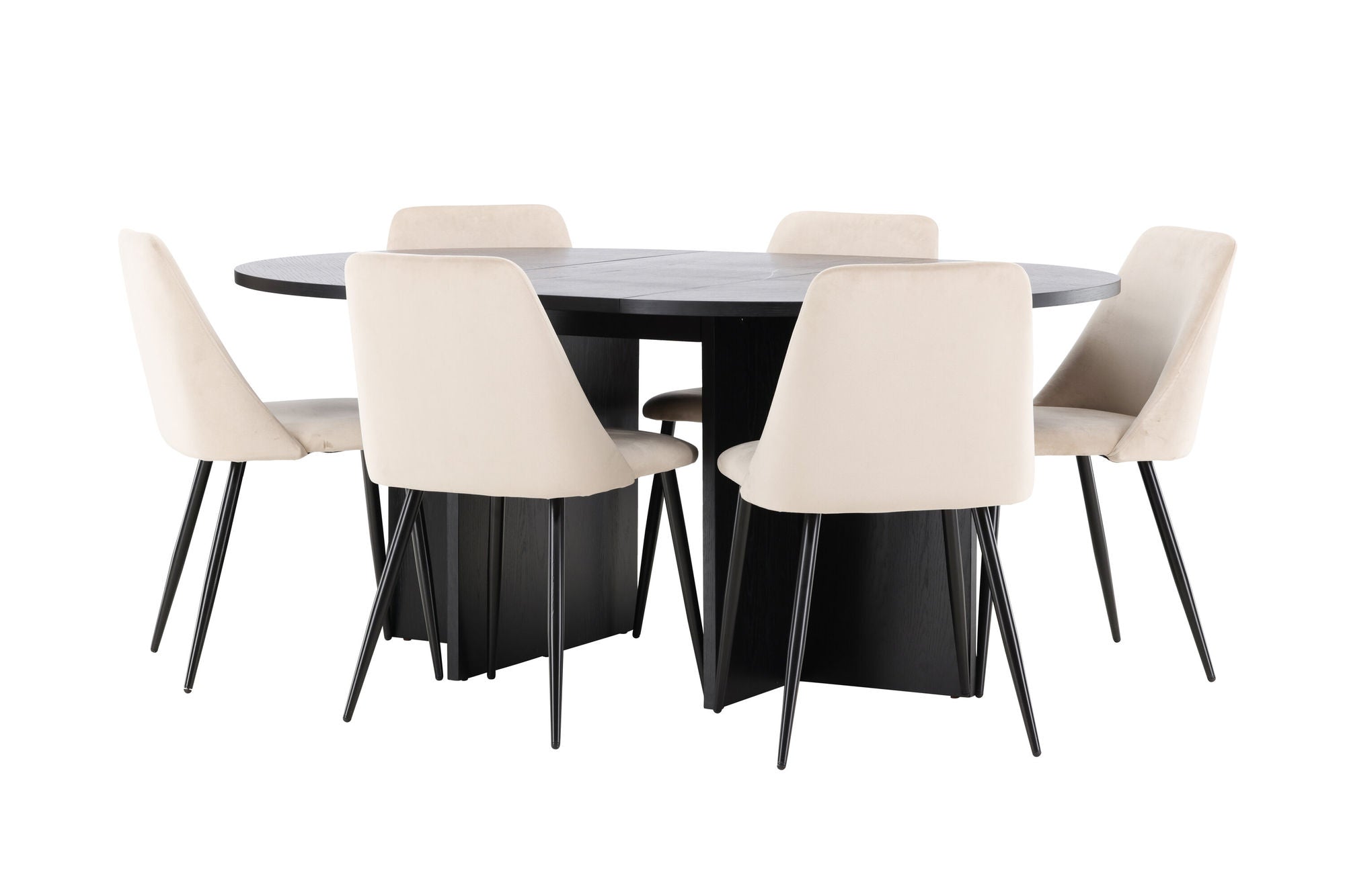 Venture Home Strada bord - Black with 6 Night stol - Black / Beige