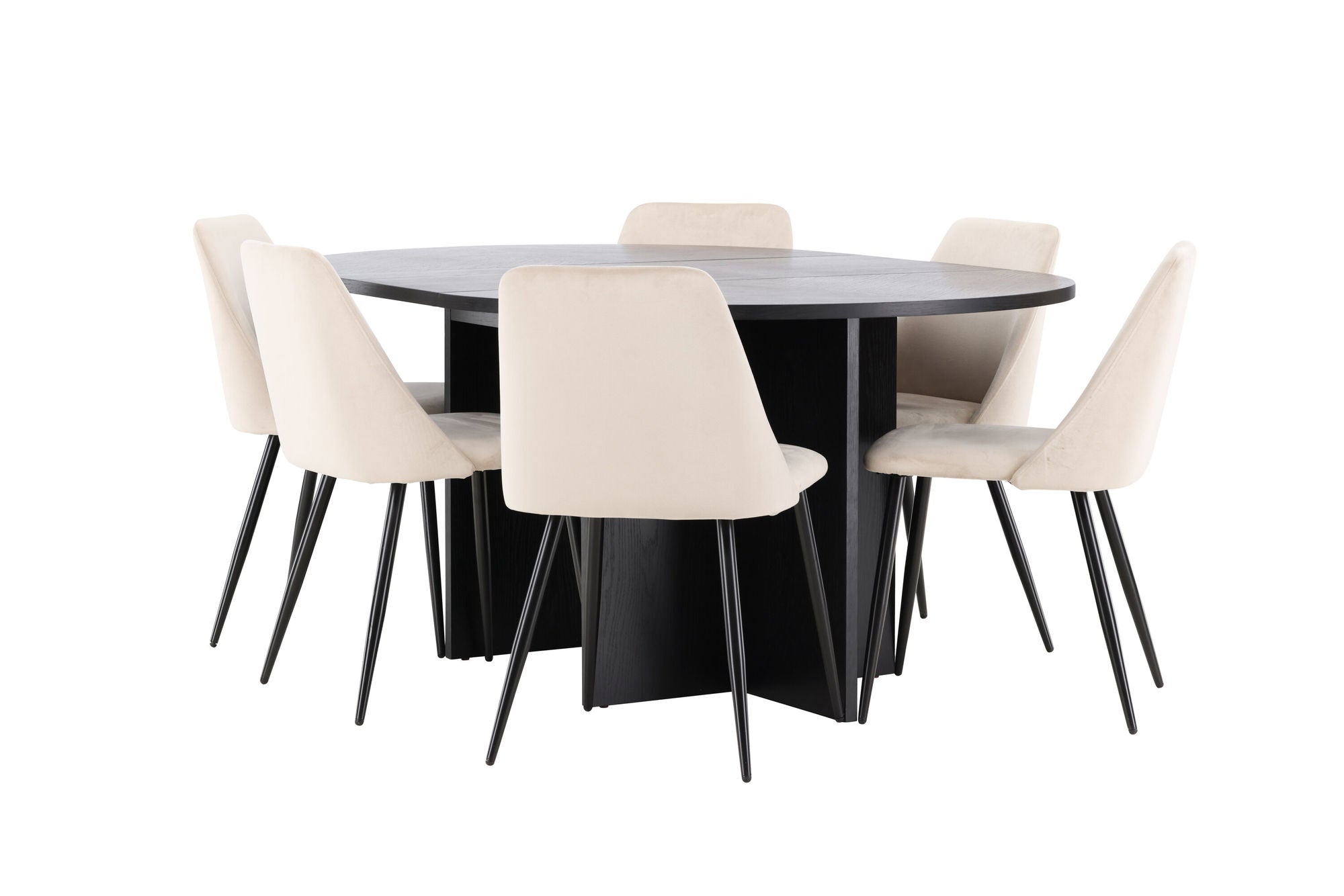 Venture Home Strada bord - Black with 6 Night stol - Black / Beige