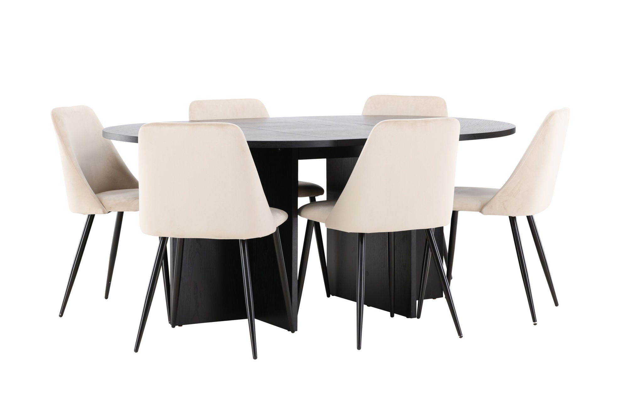 Venture Home Strada bord - Black with 6 Night stol - Black / Beige