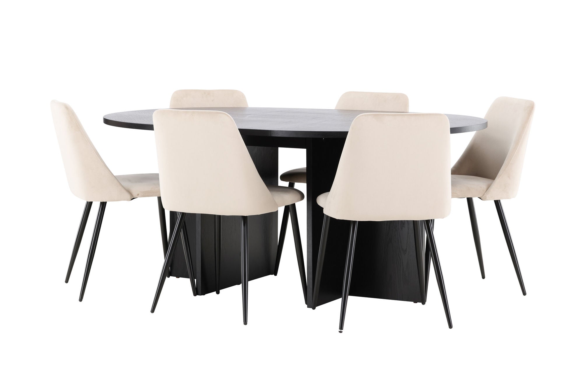 Venture Home Strada bord - Black with 6 Night stol - Black / Beige