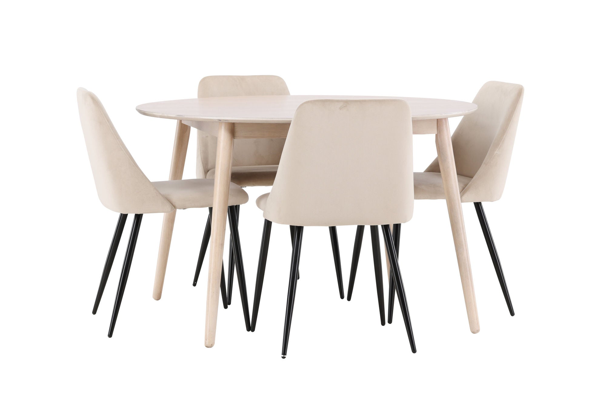 Venture Home Flora bord - Whitewash with 4 Night stol - Black / Beige