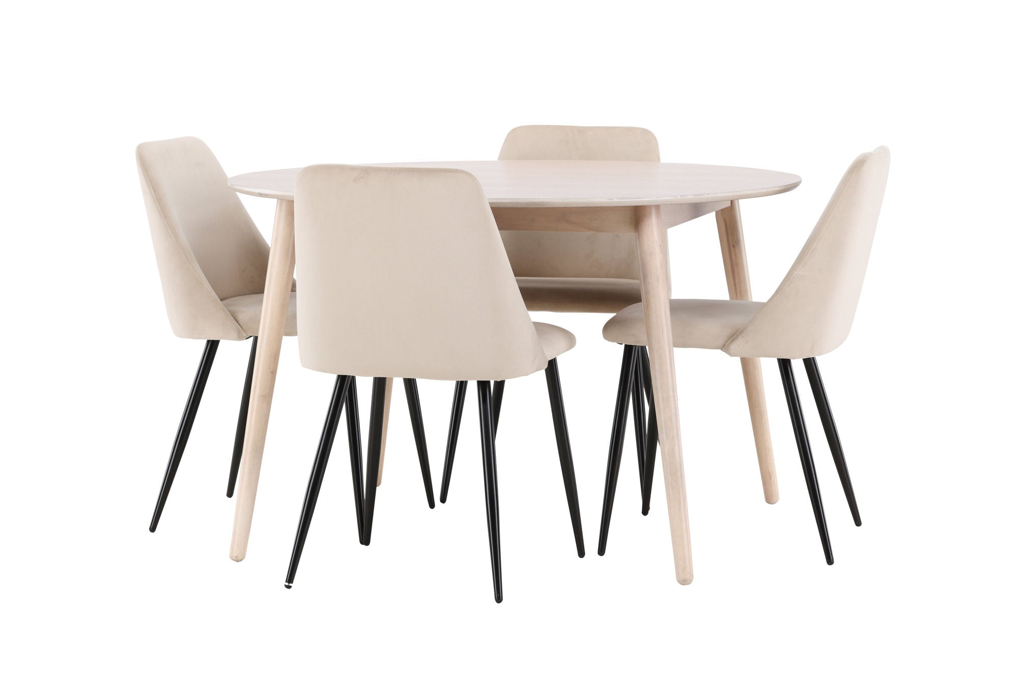 Venture Home Flora bord - Whitewash with 4 Night stol - Black / Beige