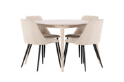 Venture Home Flora bord - Whitewash with 4 Night stol - Black / Beige