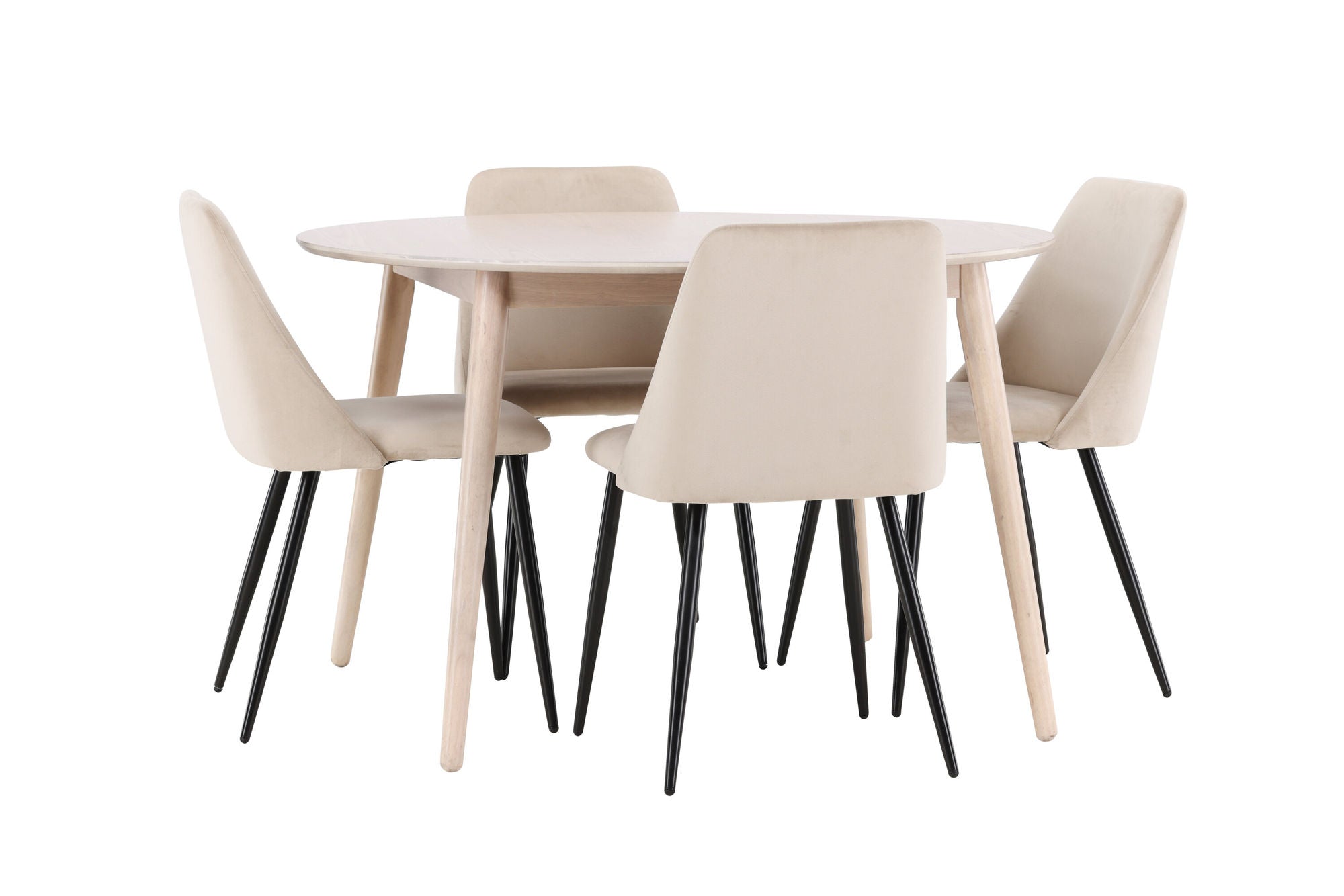Venture Home Flora bord - Whitewash with 4 Night stol - Black / Beige