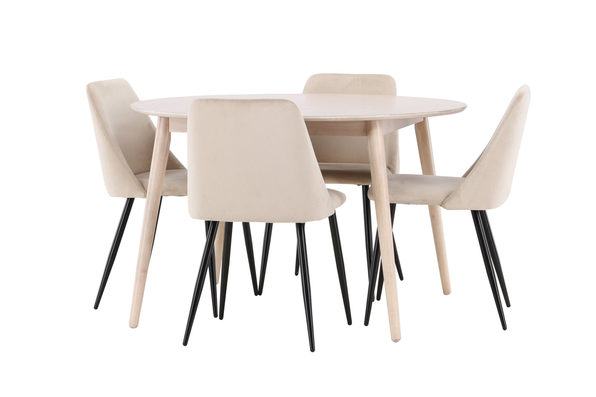 Venture Home Flora bord - Whitewash with 4 Night stol - Black / Beige