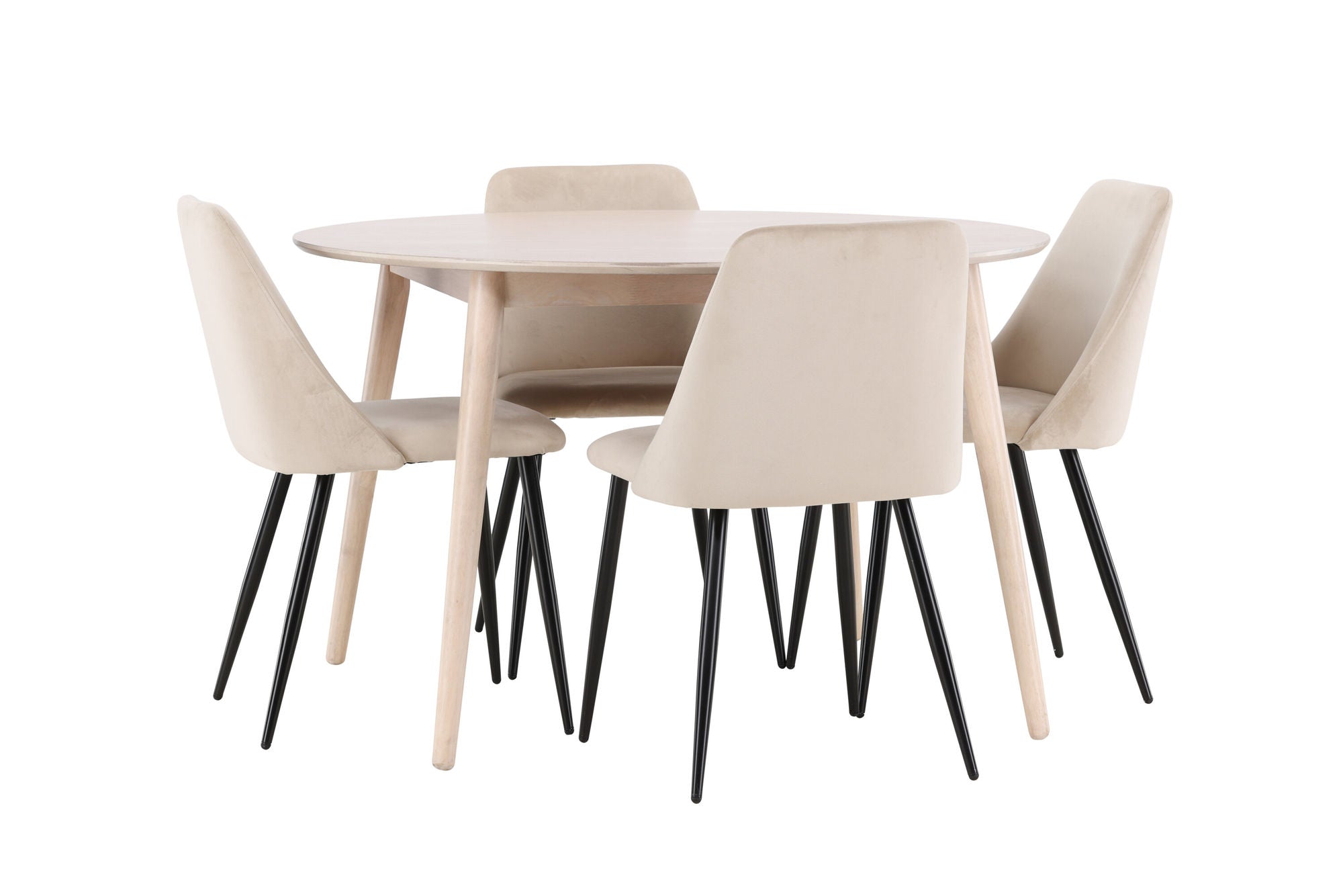 Venture Home Flora bord - Whitewash with 4 Night stol - Black / Beige